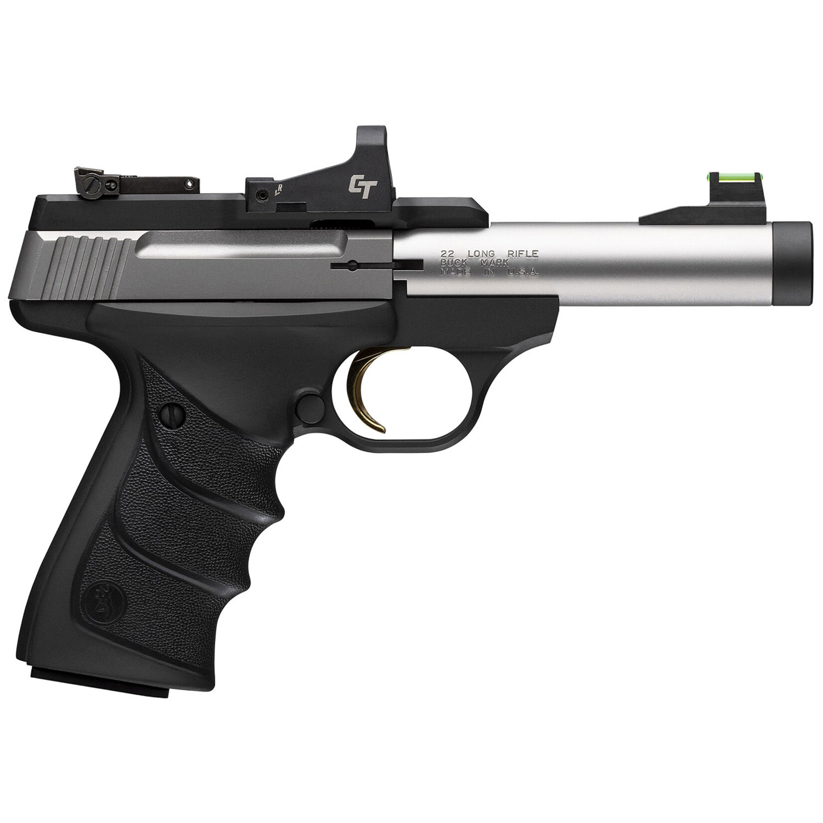 Browning Browning Buck Mark Micro Bull SR w/Red Dot 22 LR 10+1 4" Matte Stainless Threaded Bull Barrel, Optic Ready/Serrated Slide, Matte Black Aluminum Frame w/Picatinny Rail, Crimson Trace Red Dot