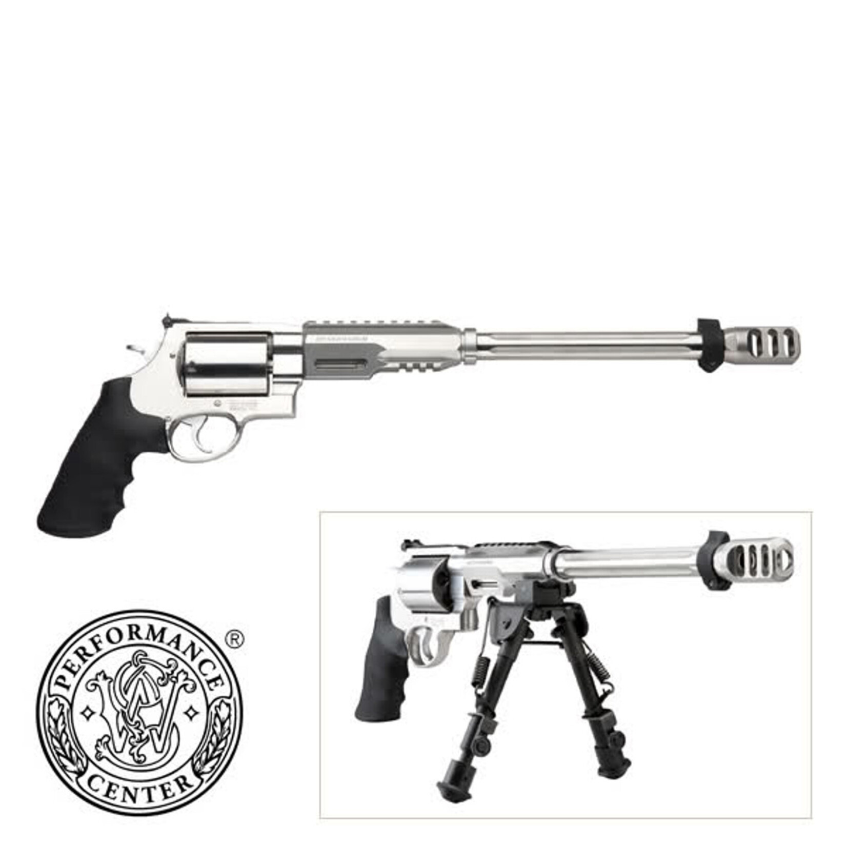 Smith & Wesson Smith & Wesson Model 460 Performance Center XVR 460 S&W Mag 14" Stainless Steel Barrel With Muzzle Brake & 5rd Cylinder, Satin Stainless Steel X-Frame, Chromed Hammer & Trigger With Stop, Includes Bi-Pod