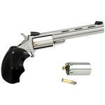 North American Arms North American Arms Mini-Master *CA Compliant 22 LR or 22 WMR 5rd 4" Vent Rib Barrel, Overall Stainless Steel Finish & Finger Grooved Black Rubber Grip Includes Cylinder