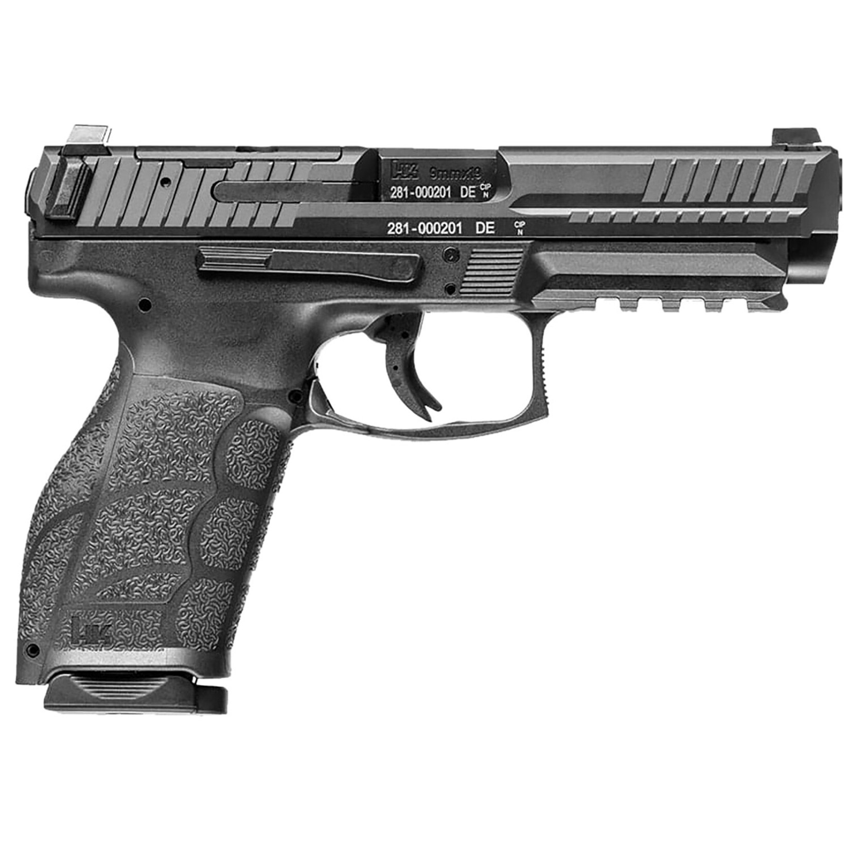HK HK VP9A1 F Full Size Frame 9mm Luger 20+1 4.53" Black Steel Barrel, Optic Ready/Serrated Steel Slide, Black Polymer Frame w/Picatinny Rail, Interchangeable Backstrap Grip, Ambidextrous