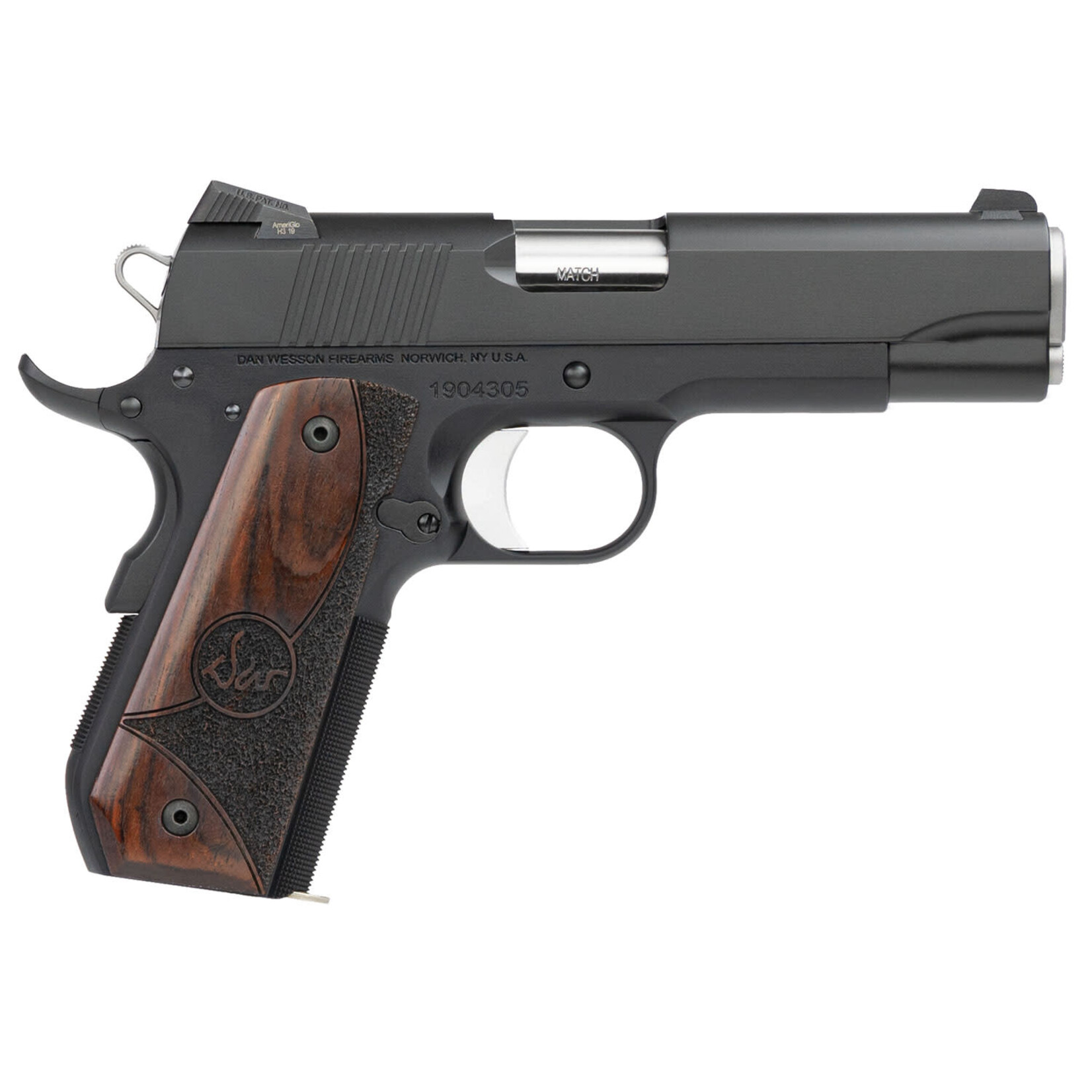 Dan Wesson Guardian 9mm Luger 9+1 4.25" Stainless Steel Barrel, Black Duty Serrated Stainless Steel Slide, Black Aluminum Frame w/Beavertail, Wood Grip, Ambidextrous
