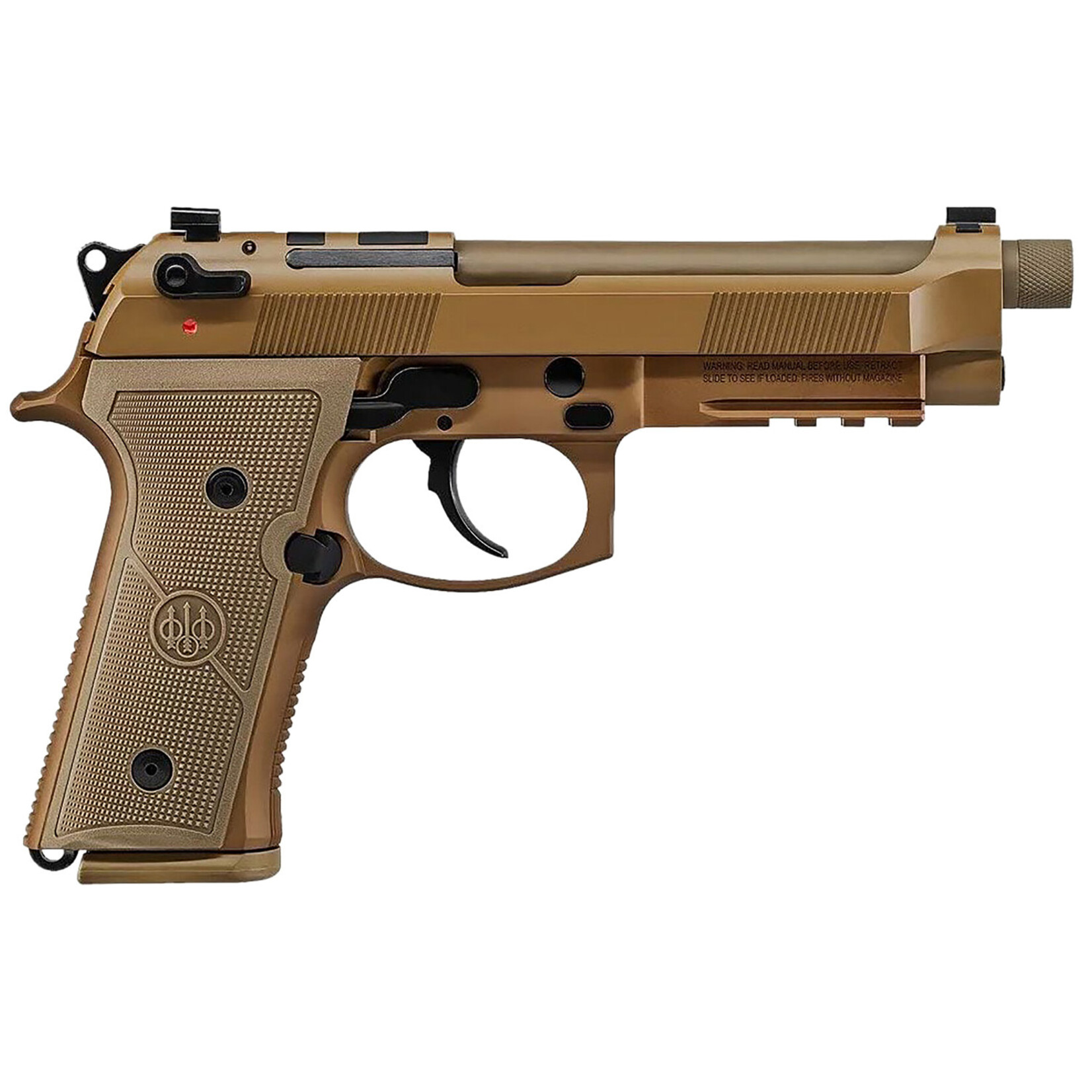 Beretta Beretta USA M9A4 Full Size 9mm Luger 18+1 5.10" Flat Dark Earth Cerakote Steel Threaded Barrel, Optic Ready/Serrated Slide, Aluminum Frame w/Beavertail & Picatinny Rail w/FDE Textured Polymer Grip Ambidextrous