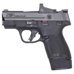 Smith & Wesson Smith & Wesson M&P Shield Plus Bundle Micro-Compact Frame 9mm Luger 10+1 15+1 3.10" Black Armornite Stainless Steel Barrel, Black Armornite Optic Ready/Serrated Slide, Matte Black Polymer Frame, Black Textured Grip, Crimson Trace 1500 Red Dot