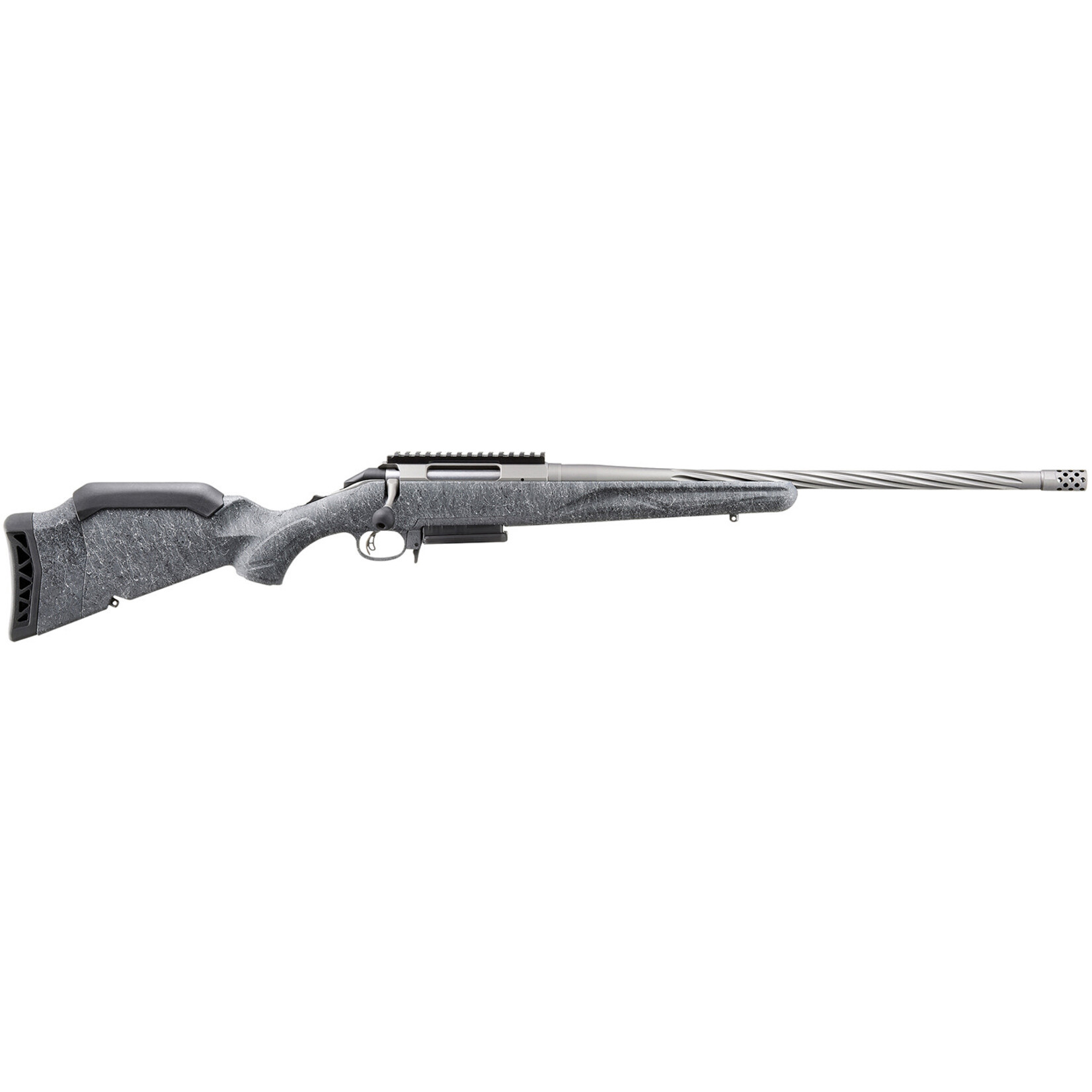 Ruger Ruger American Gen II 6.5 Creedmoor 3+1, 20" Gun Metal Gray Cerakote Spiral Threaded Barrel, Gun Metal Gray Cerakote Receiver w/Picatinny Rail, Gray Splatter Adjustable Synthetic Stock