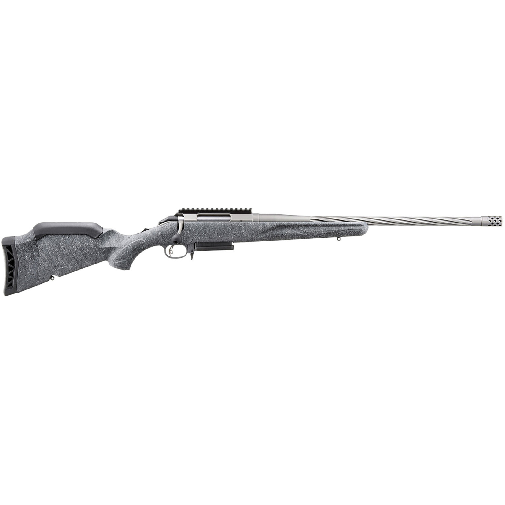 Ruger Ruger American Gen 2 308 Win 3+1, 20" Gun Metal Gray Cerakote Spiral Threaded Barrel, Gun Metal Gray Cerakote Receiver w/Picatinny Rail, Gray Splatter Adjustable Synthetic Stock