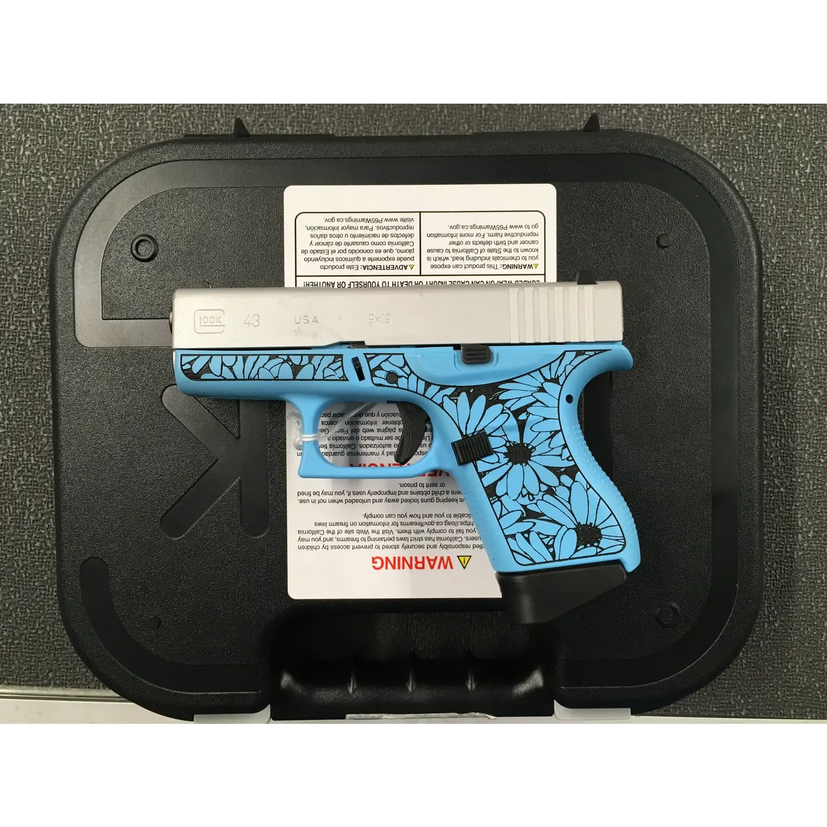 GLOCK USED - Glock 43 "Miss Daisy" Raspberry Blue 9MM 6RD 3.4" (SN: AHDC065)