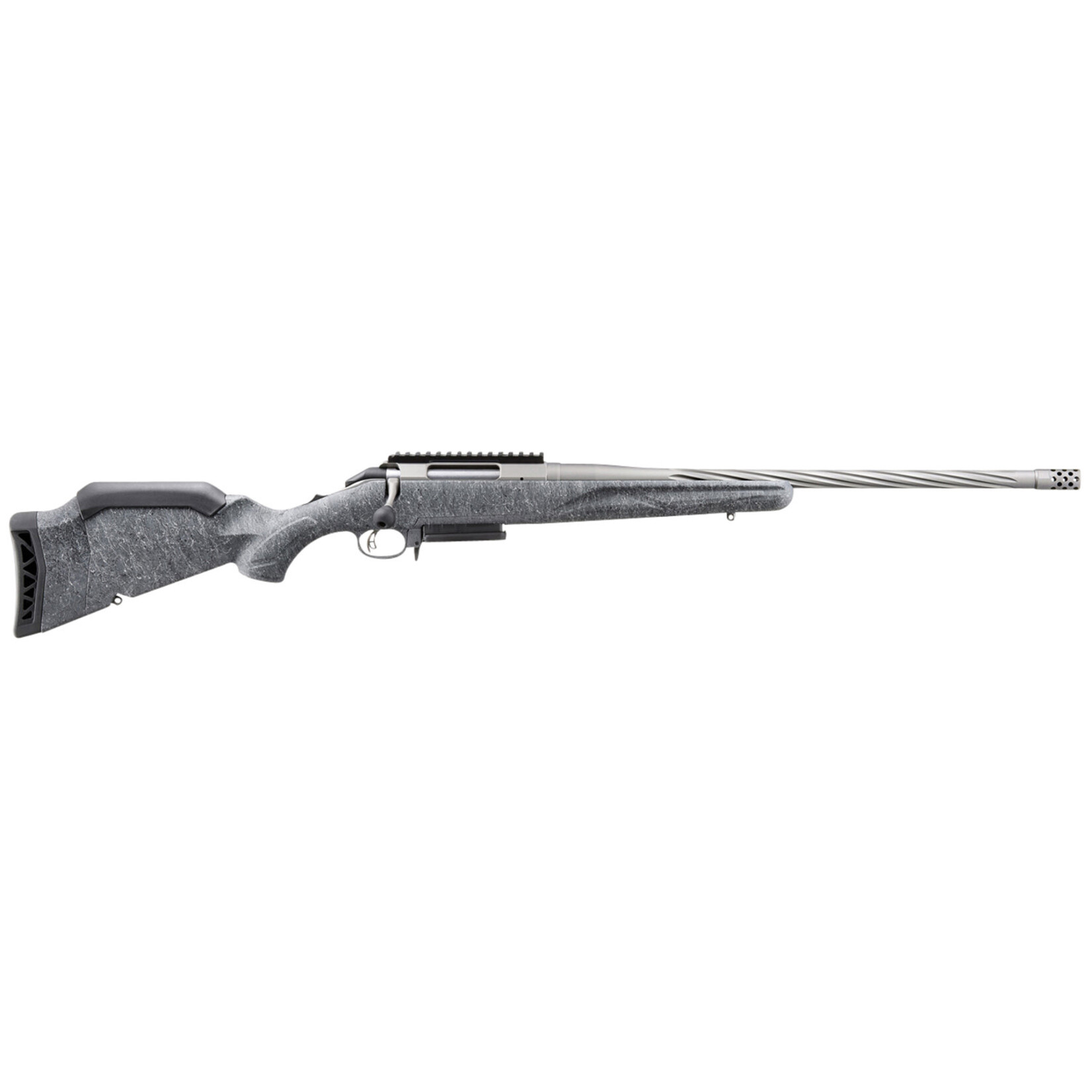 Ruger Ruger American Gen 2 243 Win Full Size 243 Win 3+1 20" Gun Metal Gray Cerakote Spiral Threaded Barrel, Picatinny Rail Steel Receiver, Gray Splatter Adj Comb Synthetic Stock