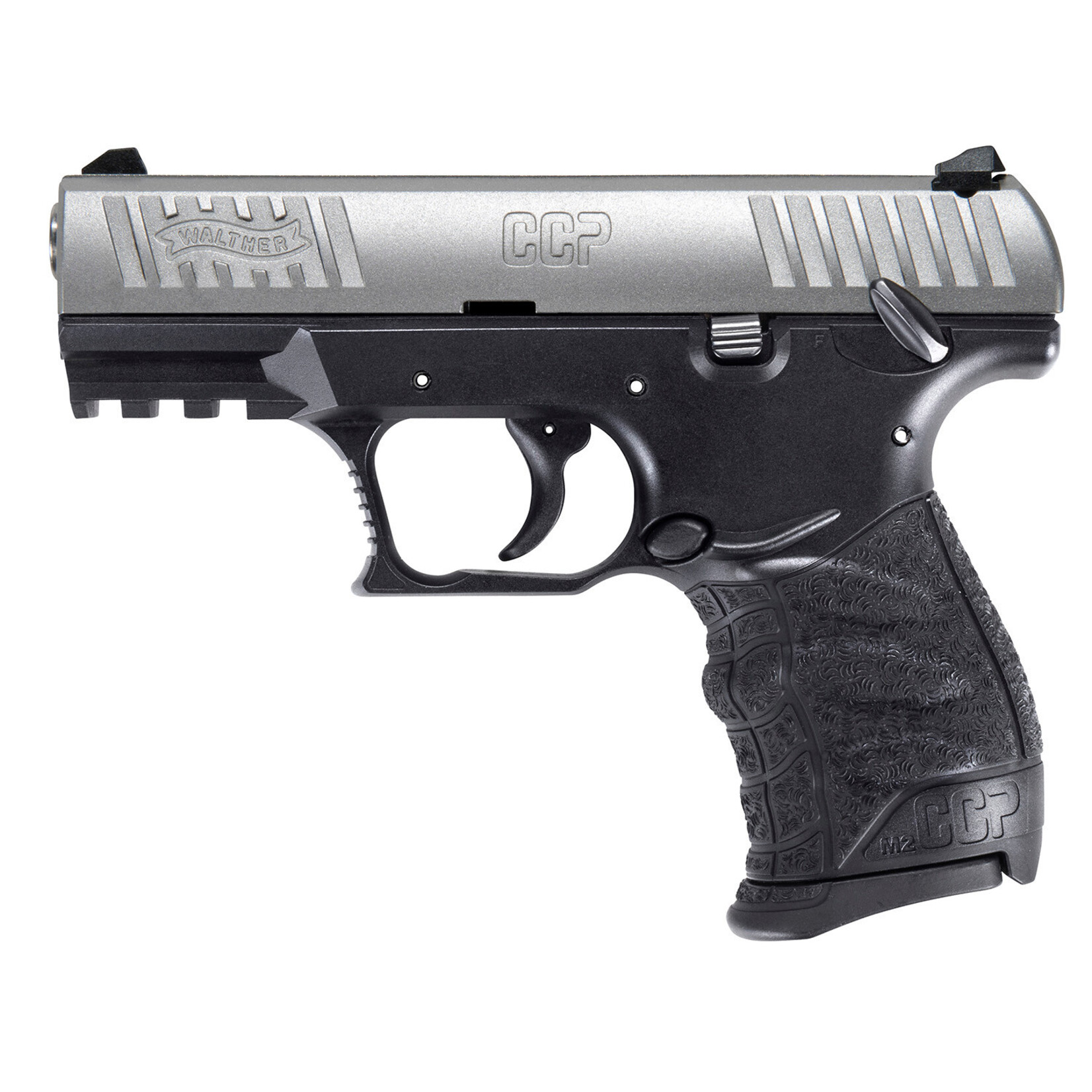 Walther Walther Arms CCP M2+ Carry Frame 9mm Luger 8+1 3.54" Stainless Steel Barrel, Serrated Stainless Steel Slide, Black Polymer Frame w/Picatinny Rail, Black Finger Grooved Grip, Firing Pin/Manual Safety M2 +
