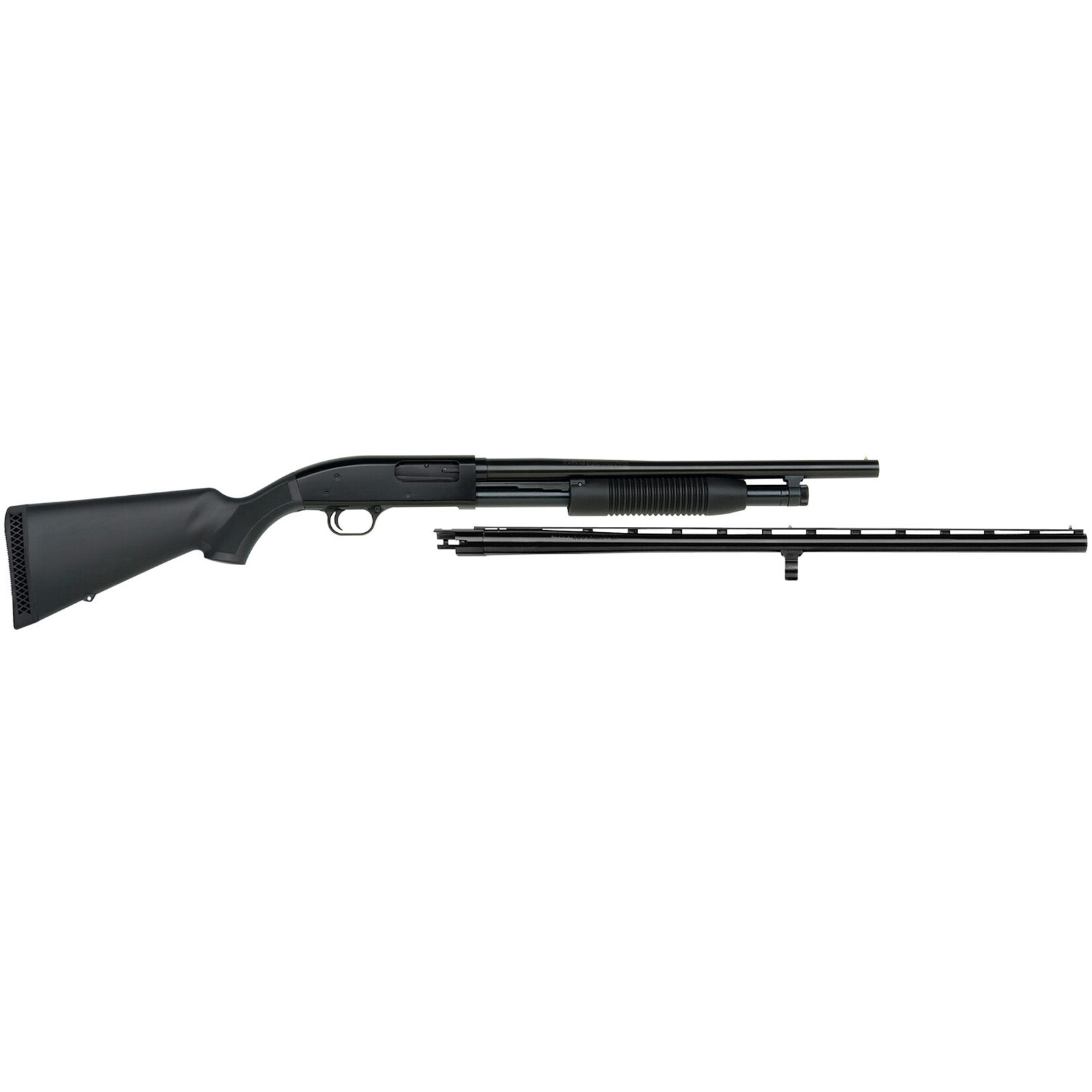 Mossberg Maverick Arms 88 Combo 12 Gauge 5+1, 3" 18.5" Blued Barrel w/Cylinder Bore & 28" Blued Vent Rib Barrel w/Modified Choke Tube, Dual Extractors, Anti-Jam Elevator, Synthetic Stock, 14.5" Fixed LOP, Cross-Bolt Safety