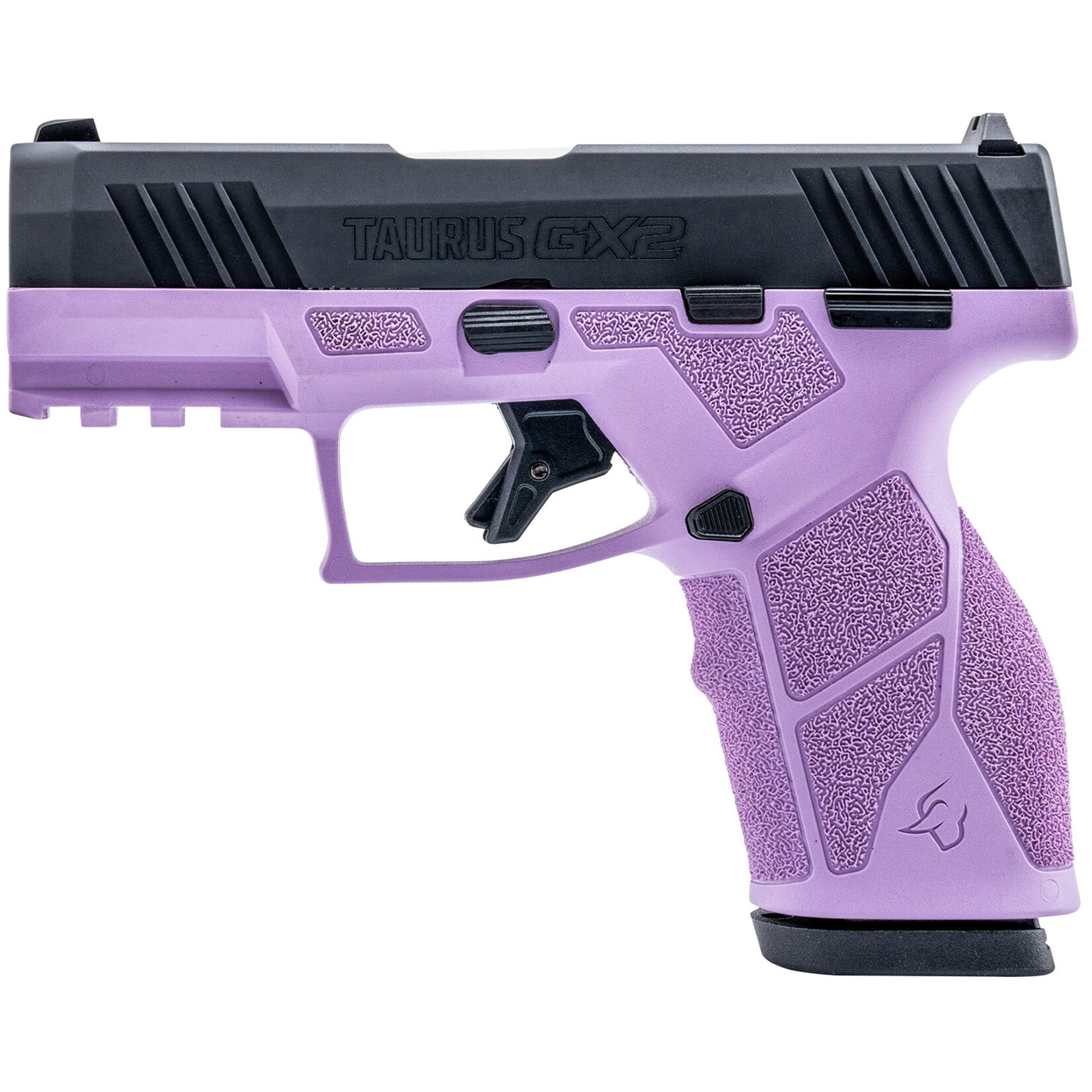 Taurus Taurus GX2 9mm Luger 13+1 3.37" Matte Stainless Steel Barrel, Matte Black Serrated Stainless Steel Slide, Light Purple Polymer Frame w/Picatinny Rail, Polymer Grip