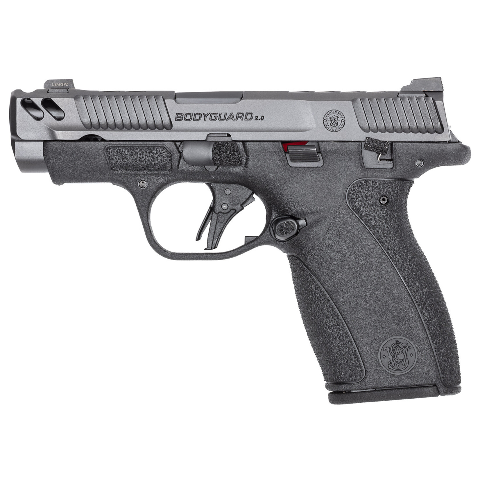 Smith & Wesson Smith & Wesson PC Bodyguard 2.0 Carry Comp Micro Frame 380 ACP 12+1 3.10" Black Armornite Ported Barrel, Gray Armornite Stainless Steel Serrated Slide, Black Polymer Frame, Black Textured Grip, Manual Thumb Safety