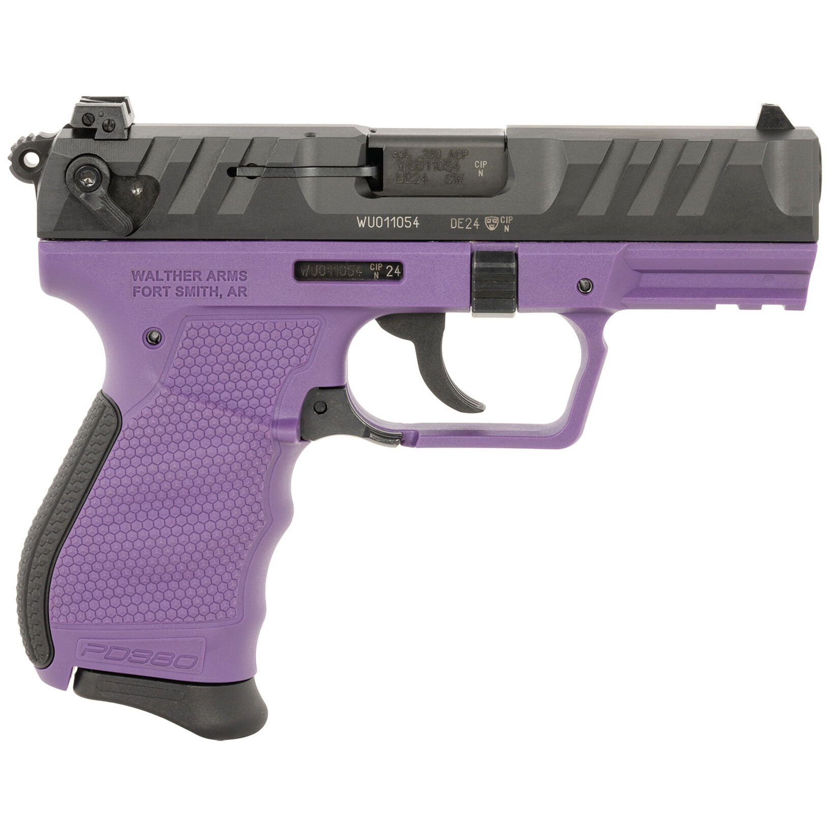 Walther Arms Walther Arms PD380 Carry Frame 380 ACP 9+1 3.70" Black Stainless Steel Barrel, Purple Polymer Frame w/Picatinny Rail, Textured Wraparound Grip