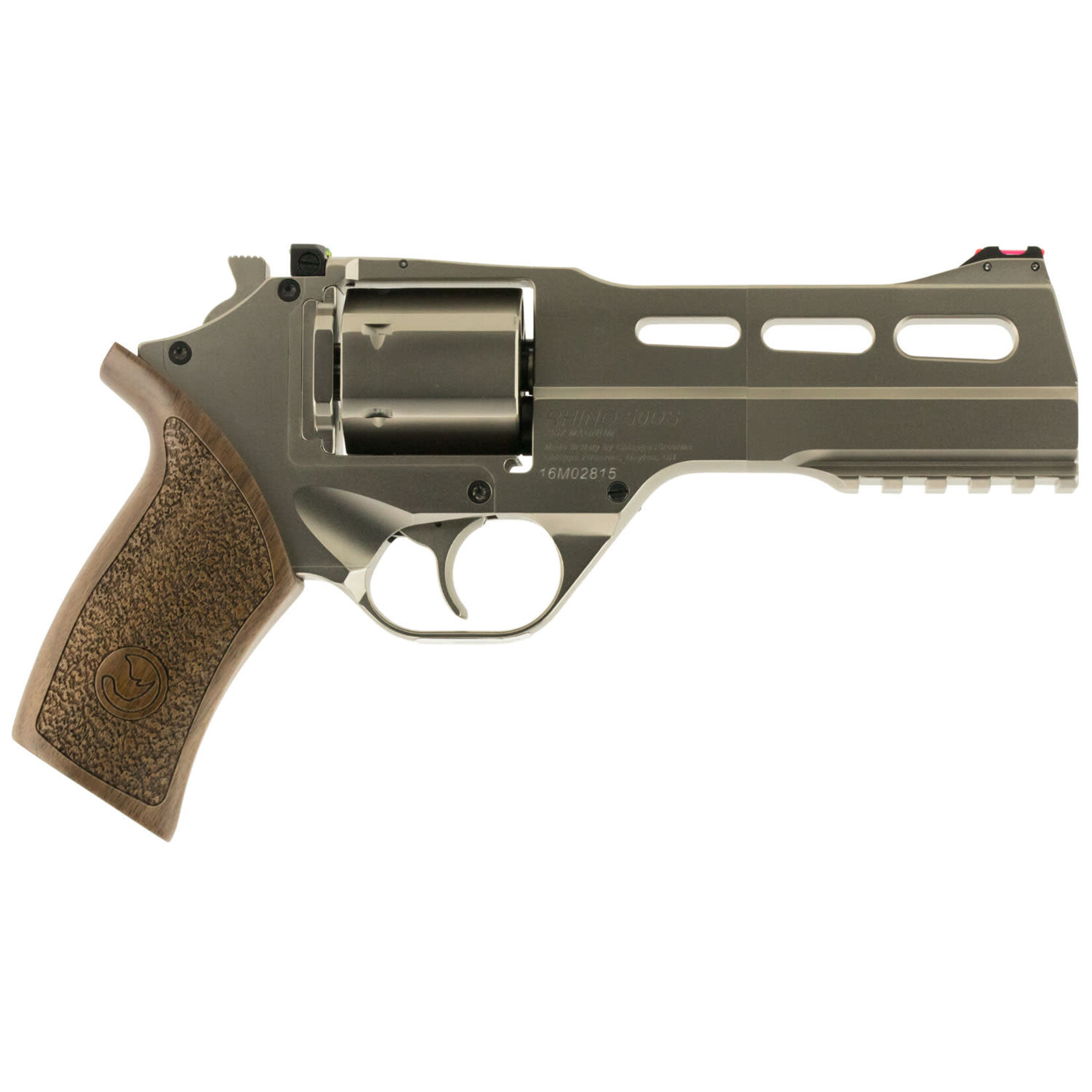 Chiappa Chiappa Firearms Rhino 50DS Medium Frame 357 Mag 6 Shot, 5" Nickel-Plated Steel Vent Rib Barrel & Cylinder, Nickel-Plated Aluminum Frame, Walnut Grip, Exposed Hammer