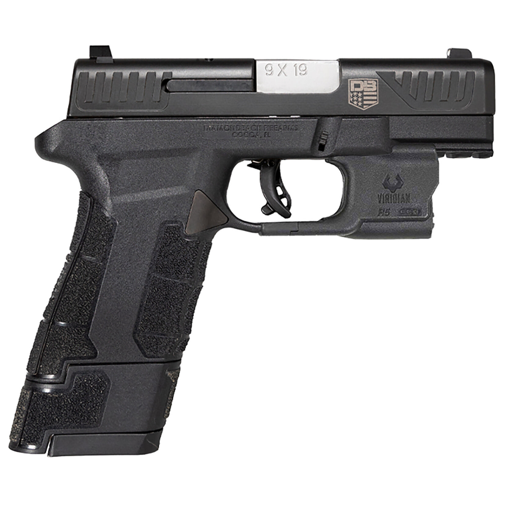 Diamondback Diamondback AM2 w/Laser Sub-Compact Frame 9mm Luger 17+1, 3.50" Stainless Steel Barrel, Black Nitride Serrated Stainless Steel Slide, Black Polymer Frame w/Picatinny Rail, Polymer Grip, Viridian Laser