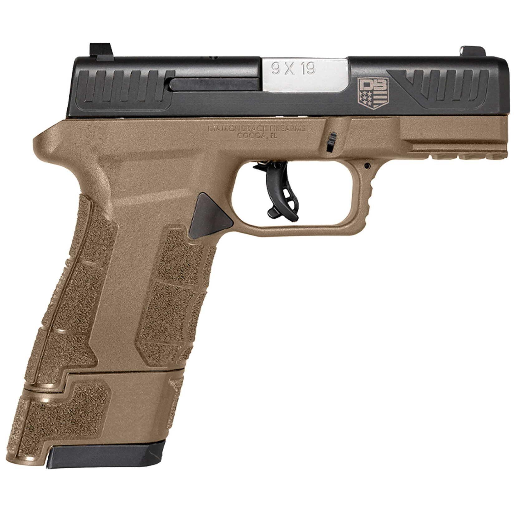 Diamondback Diamondback AM2 Sub-Compact Frame 9mm Luger 17+1, 3.50" Stainless Steel Barrel, Black Nitride Serrated Stainless Steel Slide, Flat Dark Earth Polymer Frame w/Picatinny Rail & Polymer Grip