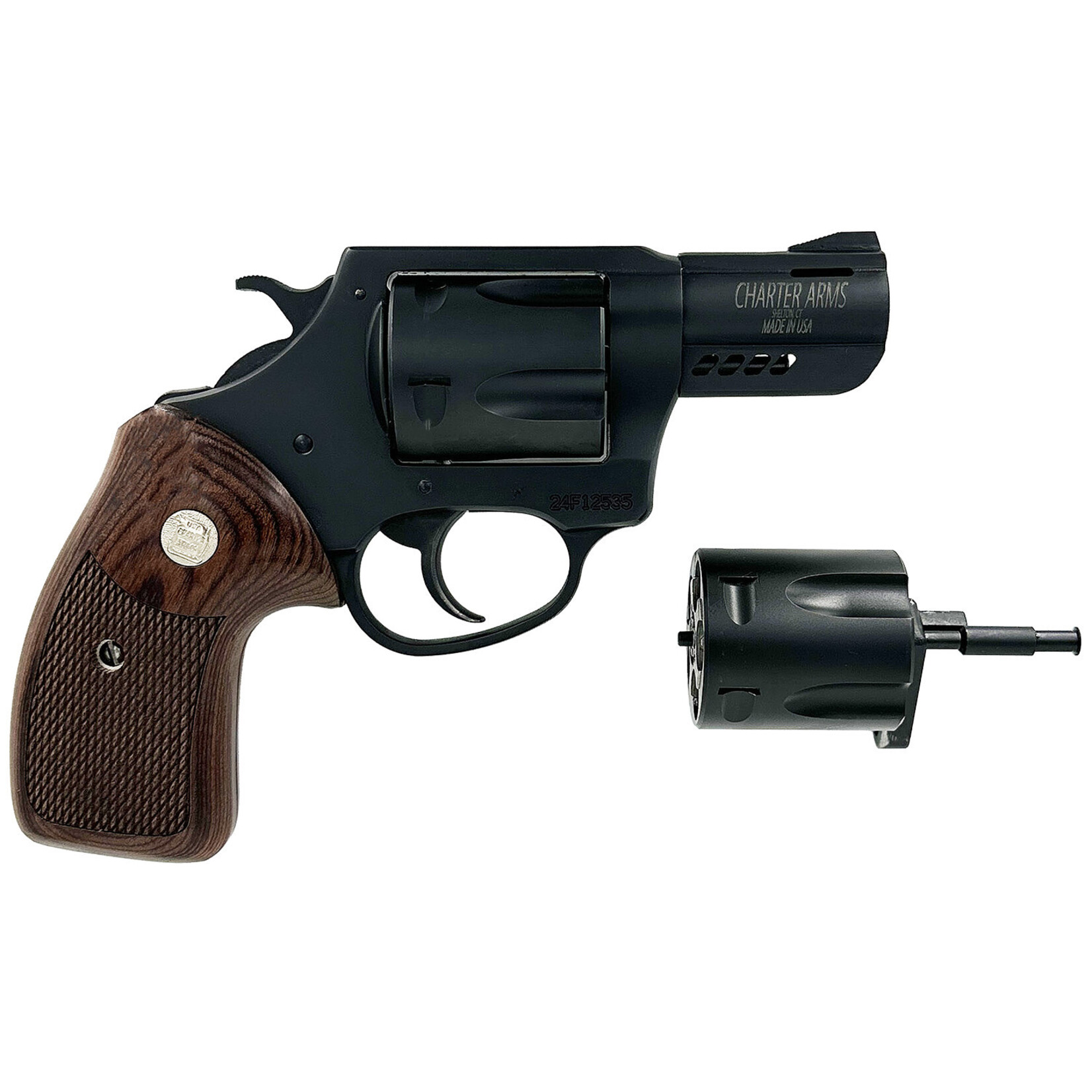 Charter Arms Charter Arms Double Dog Large 9mm Luger/357 Mag/38 Special 5 Shot 2.20" Overall Black Passivate Stainless Steel Ported Barrel, Cylinder & Frame, Walnut Grip, Exposed Hammer