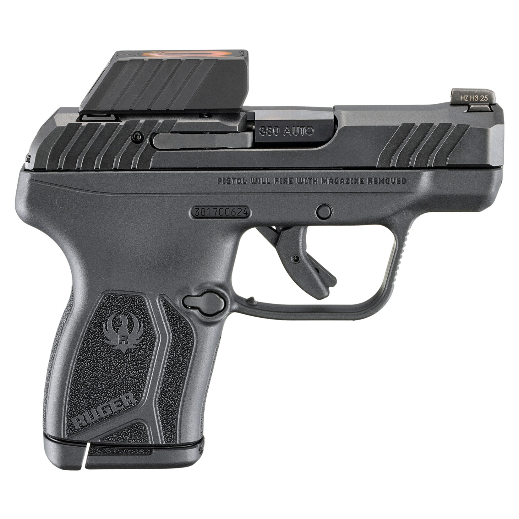 Ruger Ruger LCP Max Compact Frame 380 ACP 10+1 2.80" Black Nitride Barrel, Black Nitride Alloy Steel Serrated Slide, Black Polymer Frame Textured Grip, Ruger ReadyDot Reflex Sight