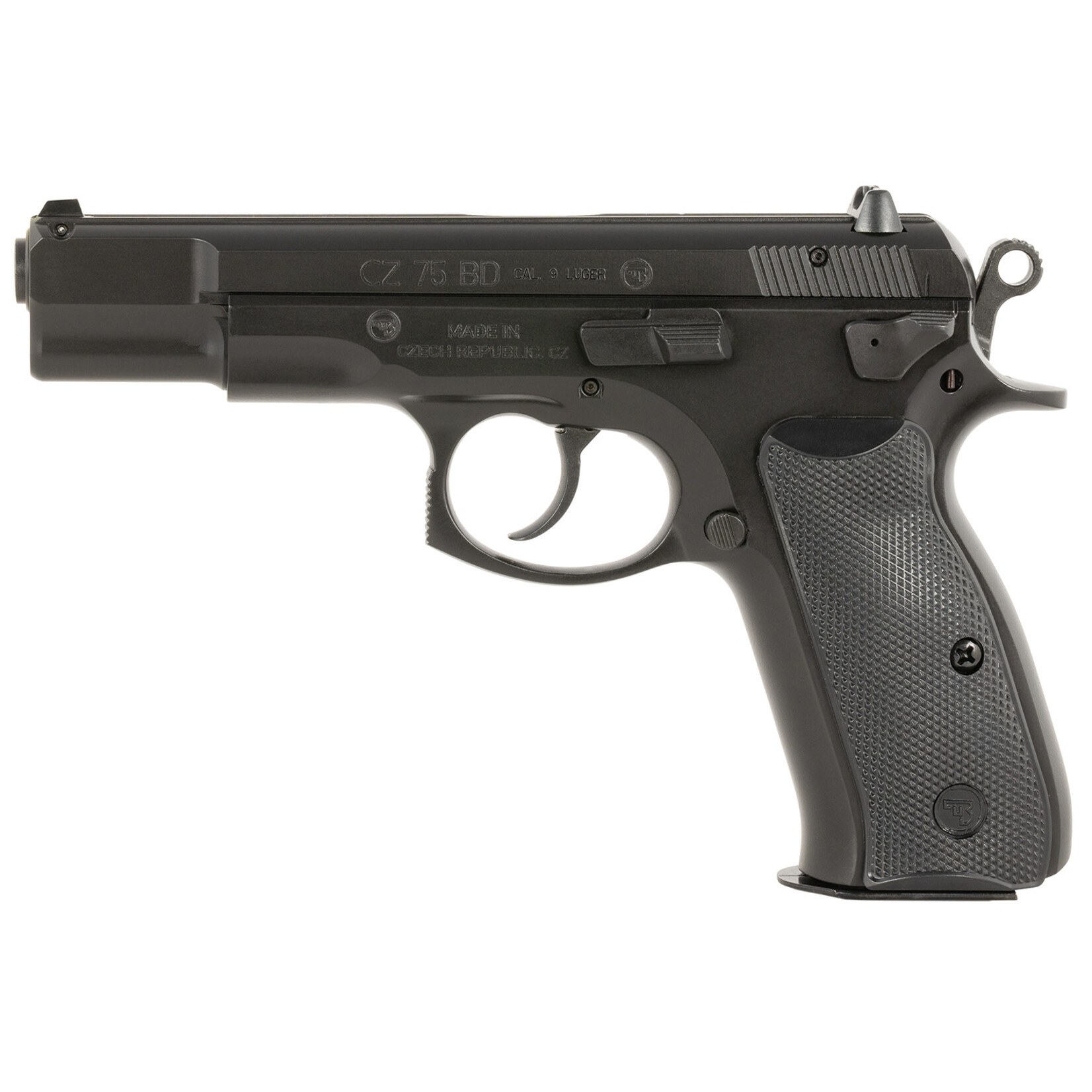 CZ CZ-USA 75BD 50th Anniversary 9mm Luger 16+1 4.60" Black Steel Barrel, Black Steel Serrated Slide w/Engraved w/50th Anniversary, Black Polycoat Steel Frame w/Beavertail, Black Plastic Grip, Ambidextrous