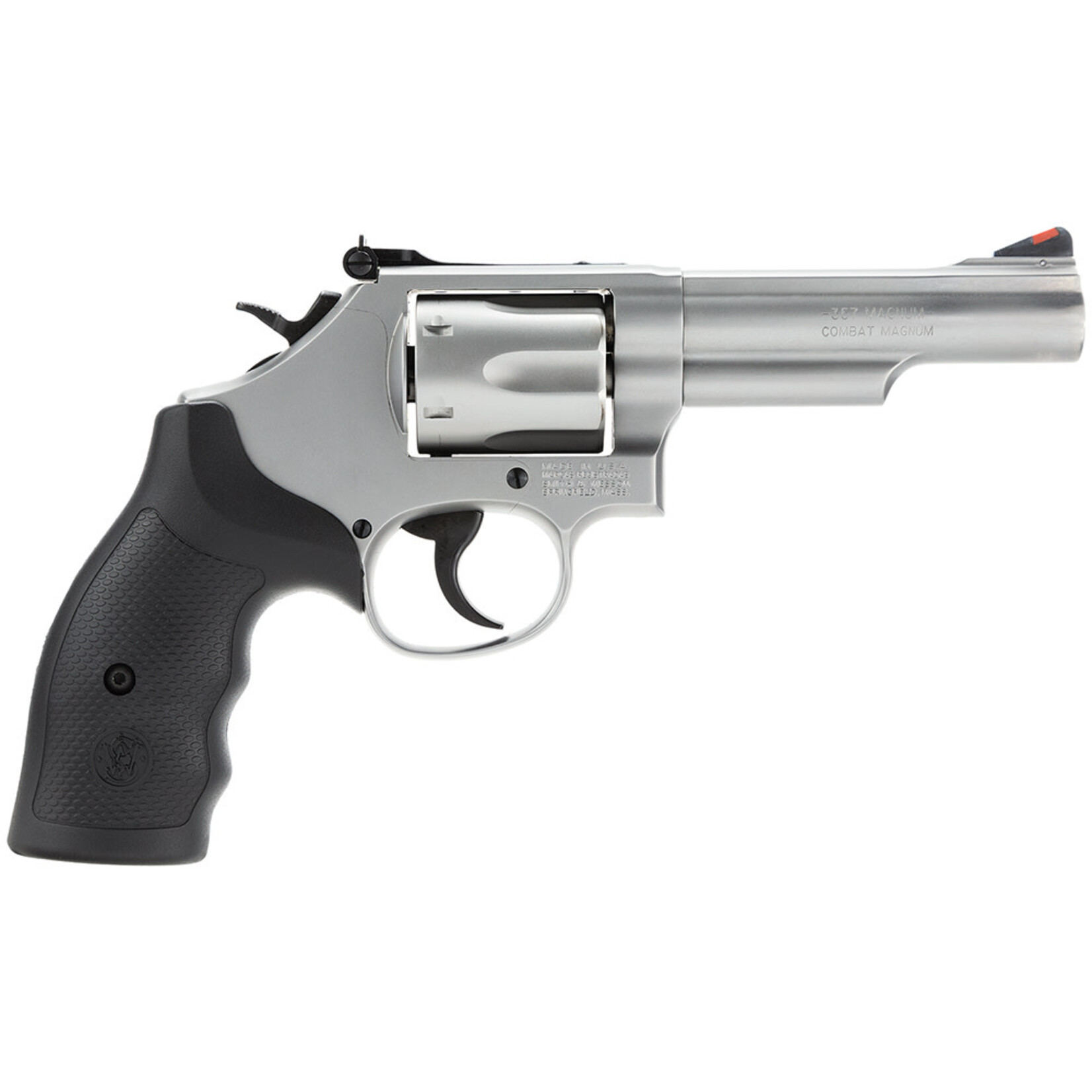 Smith & Wesson Smith & Wesson Model 66 357 Mag or 38 S&W Spl +P Stainless Steel 4.25" Barrel, 6 Shot Matte Stainless Steel K-Frame, Red Ramp Front/White Outline Rear Sights, Internal Lock