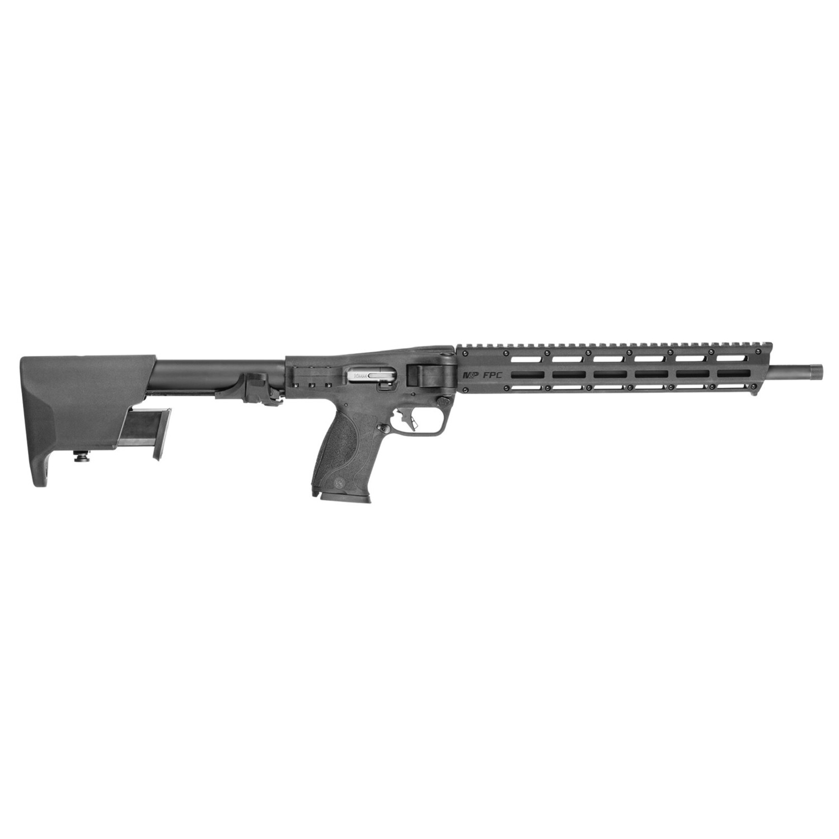 Smith & Wesson Smith & Wesson M&P FPC 10mm Auto 15+1 16.25" Black Oxide Steel Threaded Barrel, Black Anodized Picatinny Rail Aluminum Receiver, M-LOK Handguard, Side Folding w/Mag Storage Black Polymer Stock, Interchangeable Palmswell Inserts Grip
