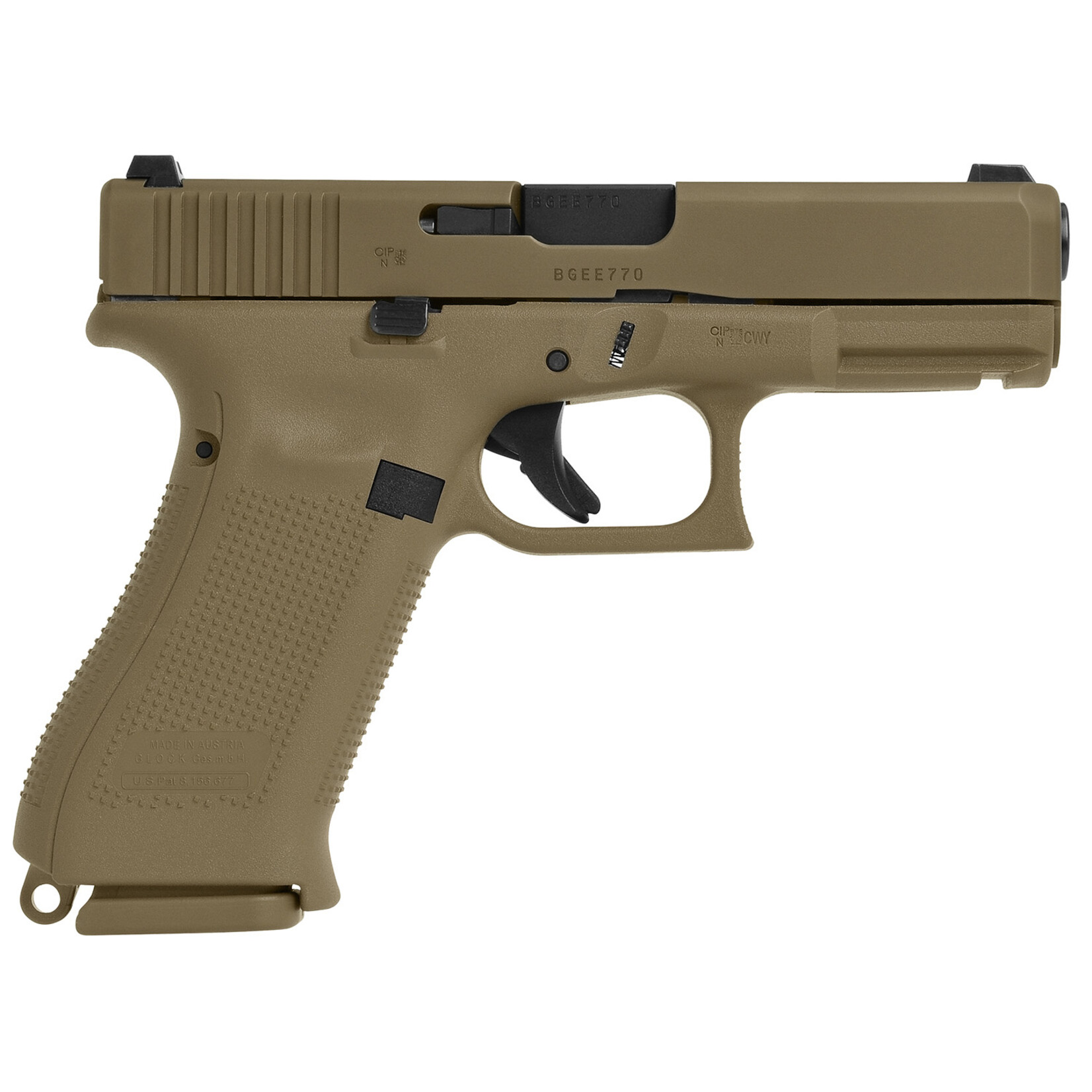 GLOCK Glock 19X Compact 9mm Luger 17+1/19+1 4.02" Black GMB Barrel, Coyote nPVD Serrated Slide, Coyote Brown Cerakote Polymer Frame w/Accessory Rail, Coyote Brown Textured Polymer Grip, Ambidextrous