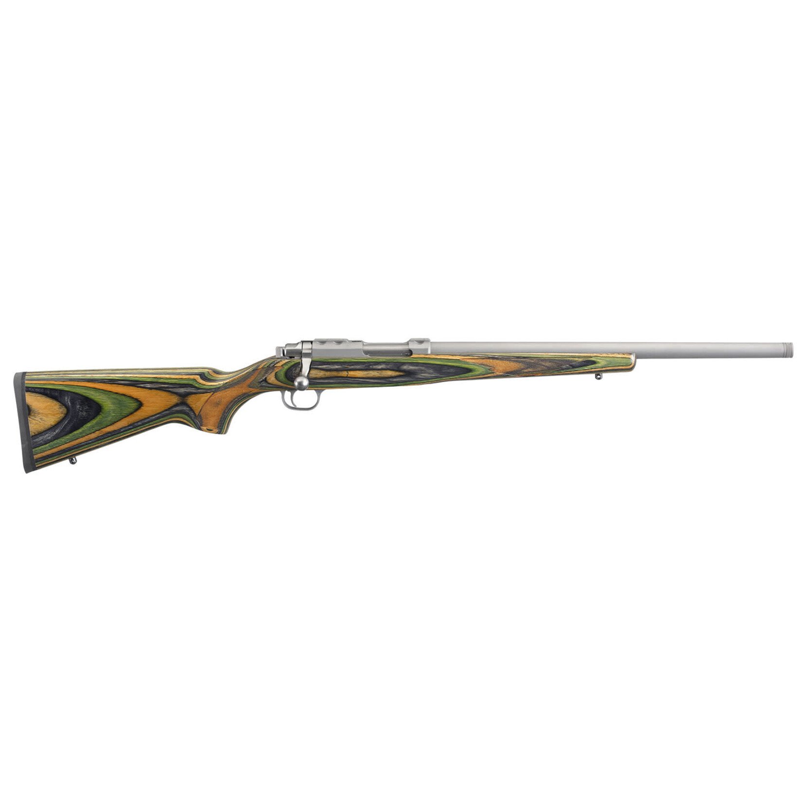 Ruger Ruger 77/22 22 Hornet 6+1 18.50" Threaded Barrel, Matte Stainless Steel, Integral Scope Mount On A Solid Steel Receiver, Green Mountain Laminate Stock