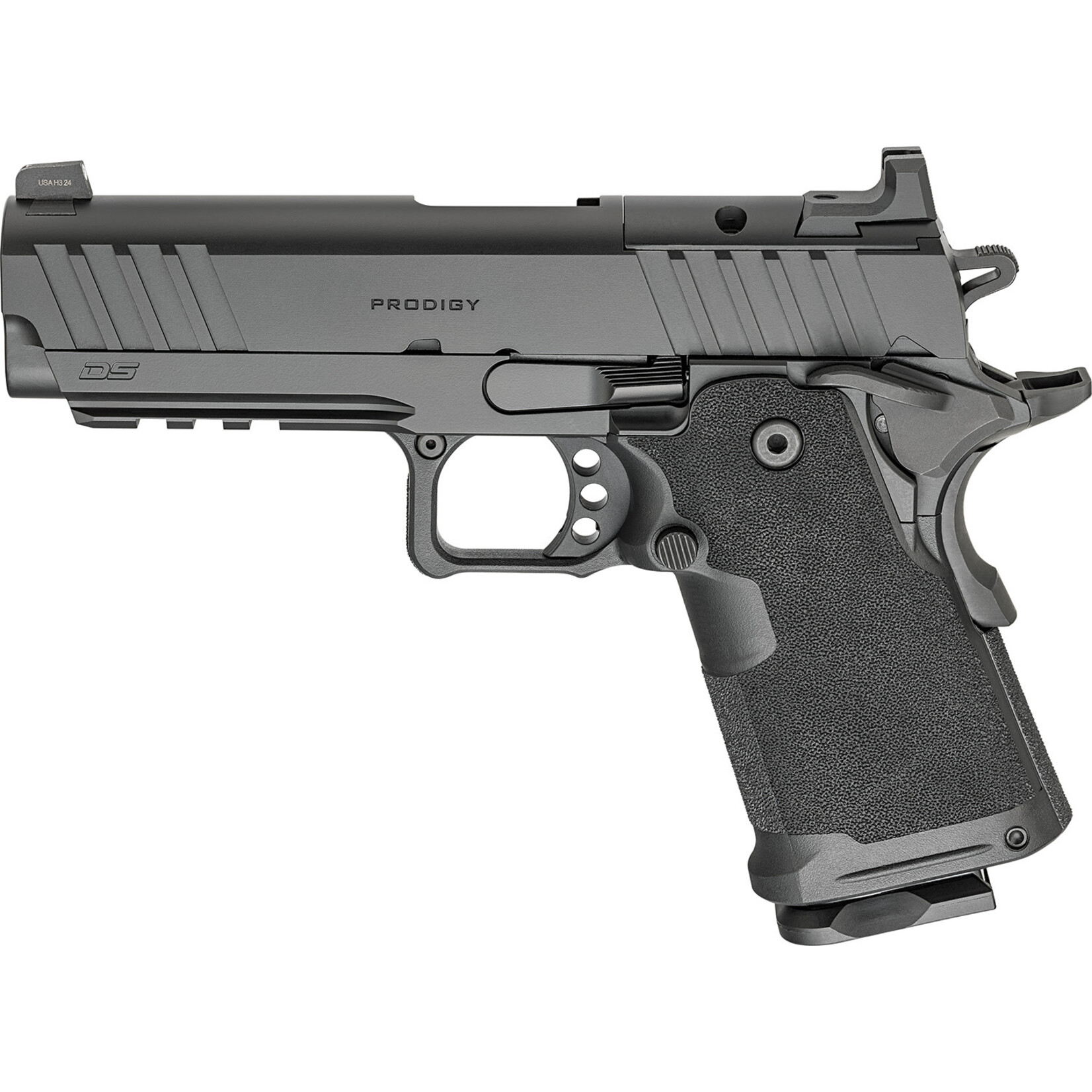 Springfield Armory Springfield Armory 1911 DS Prodigy Compact Frame 9mm Luger 15+1 4.25" Black DLC Match Grade Barrel, Black Cerakote Carbon Steel Optic Ready/Serrated Slide, Black Cerakote Steel Frame w/Beavertail & Picatinny Rail, Black Polymer Grip