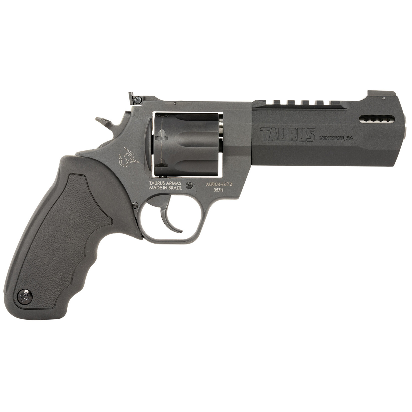 Taurus Taurus Raging Hunter Large 357 Mag/38 Special +P 7 Shot 5.12" Black Anodized Picatinny Rail/Ported Barrel, Matte Black Oxide Cylinder, Matte Black Oxide Stainless Steel Frame, Black Rubber Grip, Transfer Bar Safety, Exposed Hammer