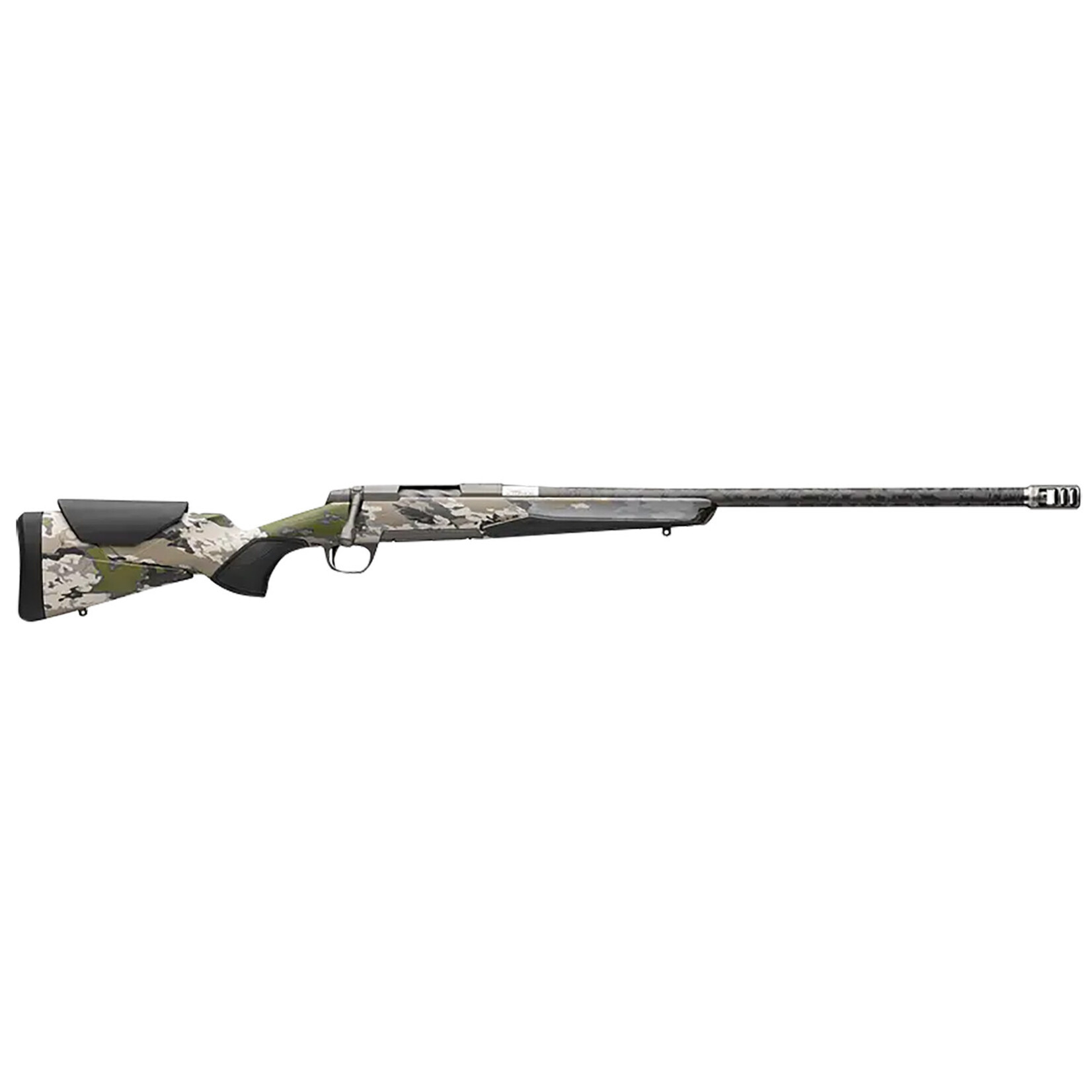 Browning Browning X-Bolt 2 Speed Carbon Fiber 30-06 Springfield 4+1 22" Carbon Fiber Threaded Barrel, Tungsten Cerakote Drilled & Tapped Steel Receiver, Adjustable Ovix Camo w/Black Overmold Composite Stock, Recoil Hawg Muzzle Brake