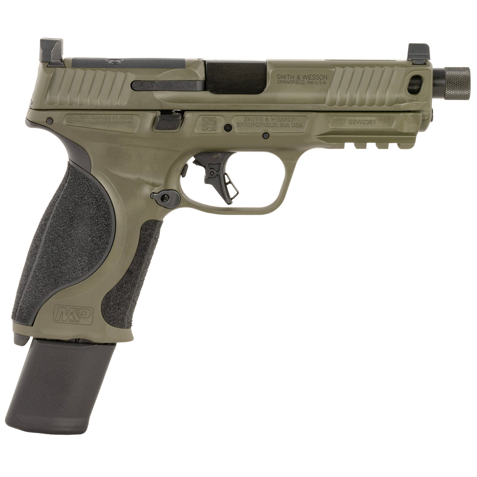 Smith & Wesson Smith & Wesson M&P PC M2.0 Sports South Exclusive Full Size Frame 9mm Luger 23+1 4.80" Black Armornite Threaded Barrel, OD Green Cerakote Stainless Steel Optic Cut/Serrated Slide & Aluminum Frame w/Picatinny Rail, Interchangeable Palmswel