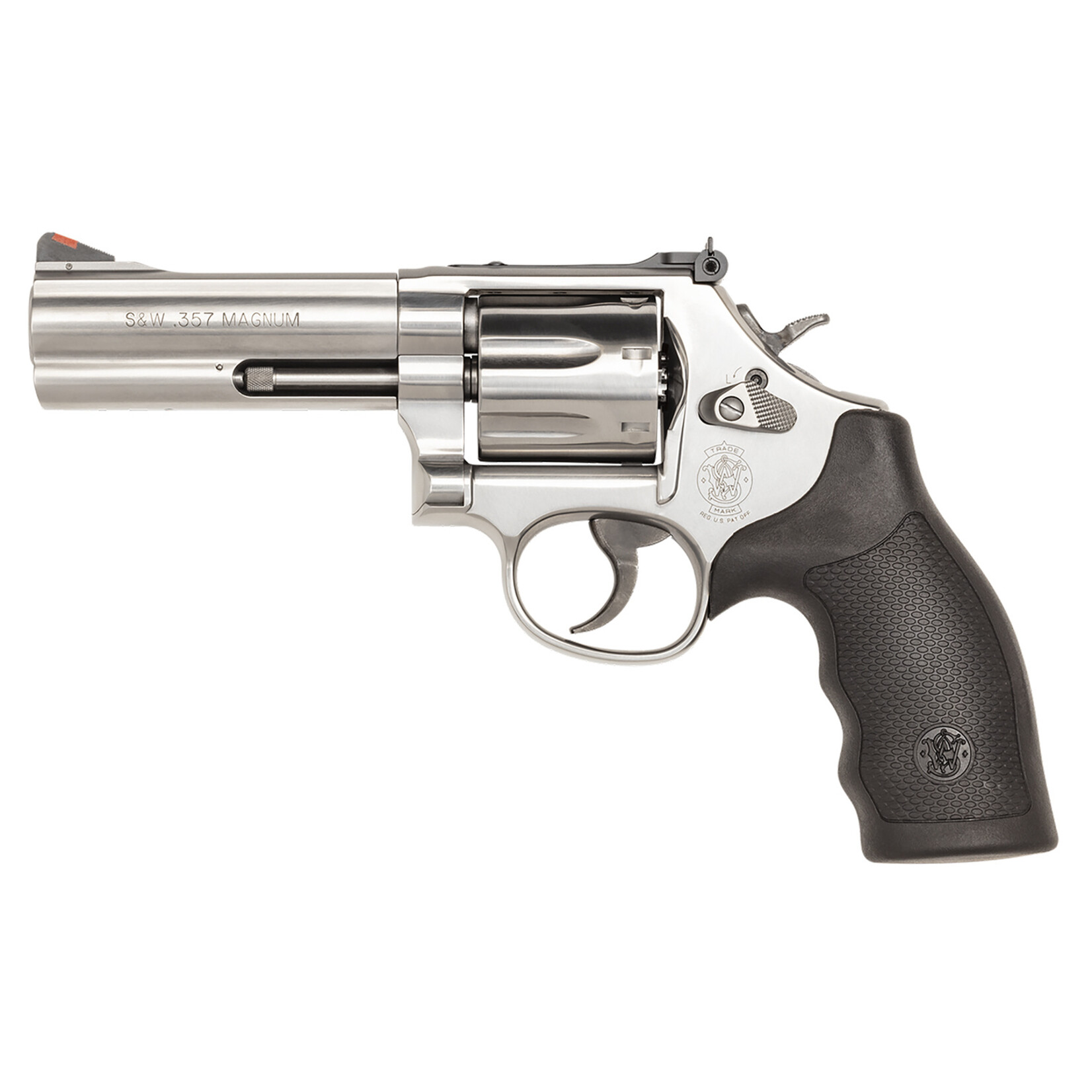 Smith & Wesson Smith & Wesson Model 686 Plus *CA Compliant L-Frame 357 Mag/38 Special +P 7 Shot 4.12" Satin Stainless Steel Barrel, Satin Cylinder, Satin Stainless Steel Frame, Black Finger Grooved Grip, Internal Lock Safety, Exposed Hammer