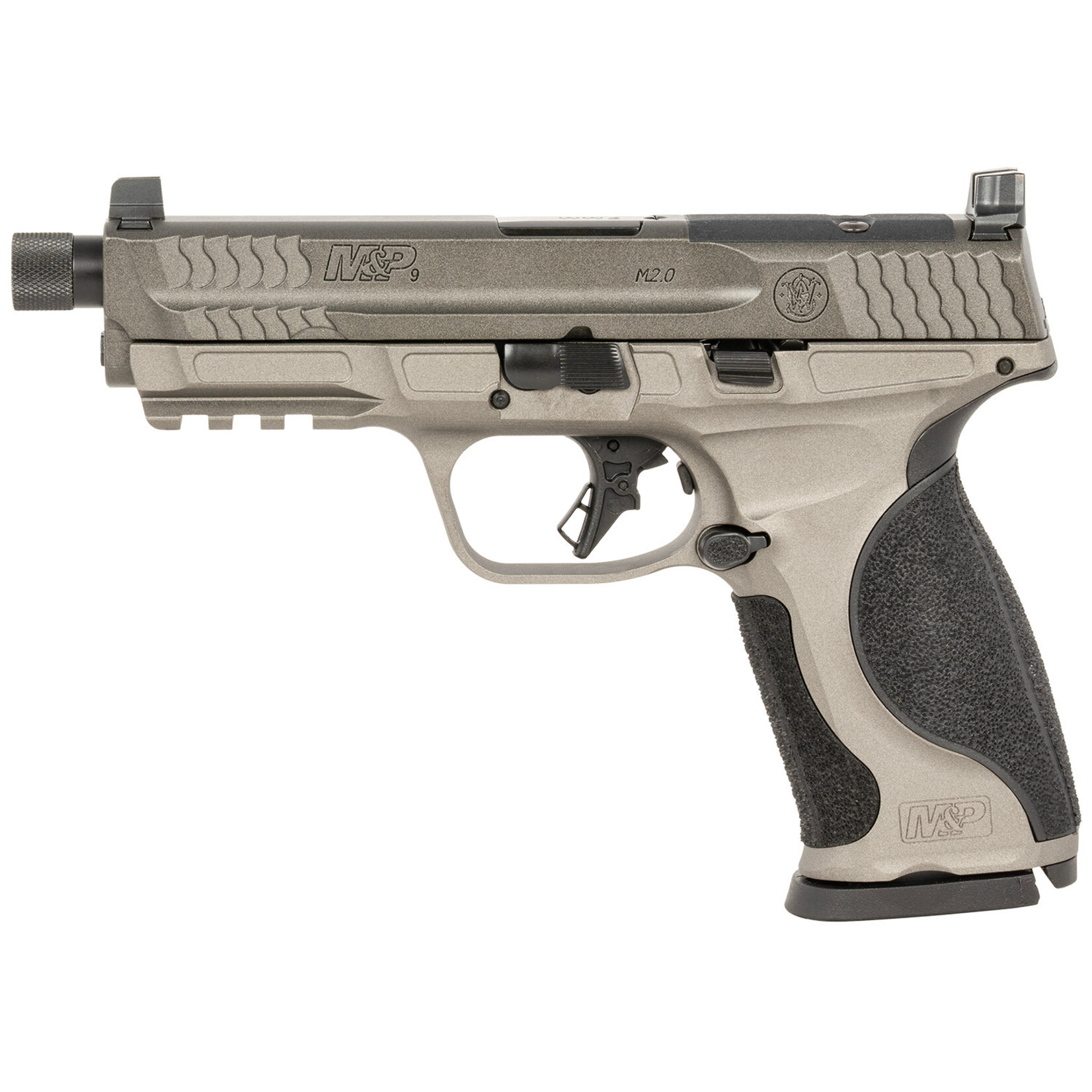 Smith & Wesson Smith & Wesson M&P M2.0 Full Size Frame 9mm Luger 17+1, 4.63" Black Threaded Barrel, Gray Optic Cut/Serrated Steel Slide, Gray Aluminum Frame w/Picatinny Rail, Black Polymer Grip