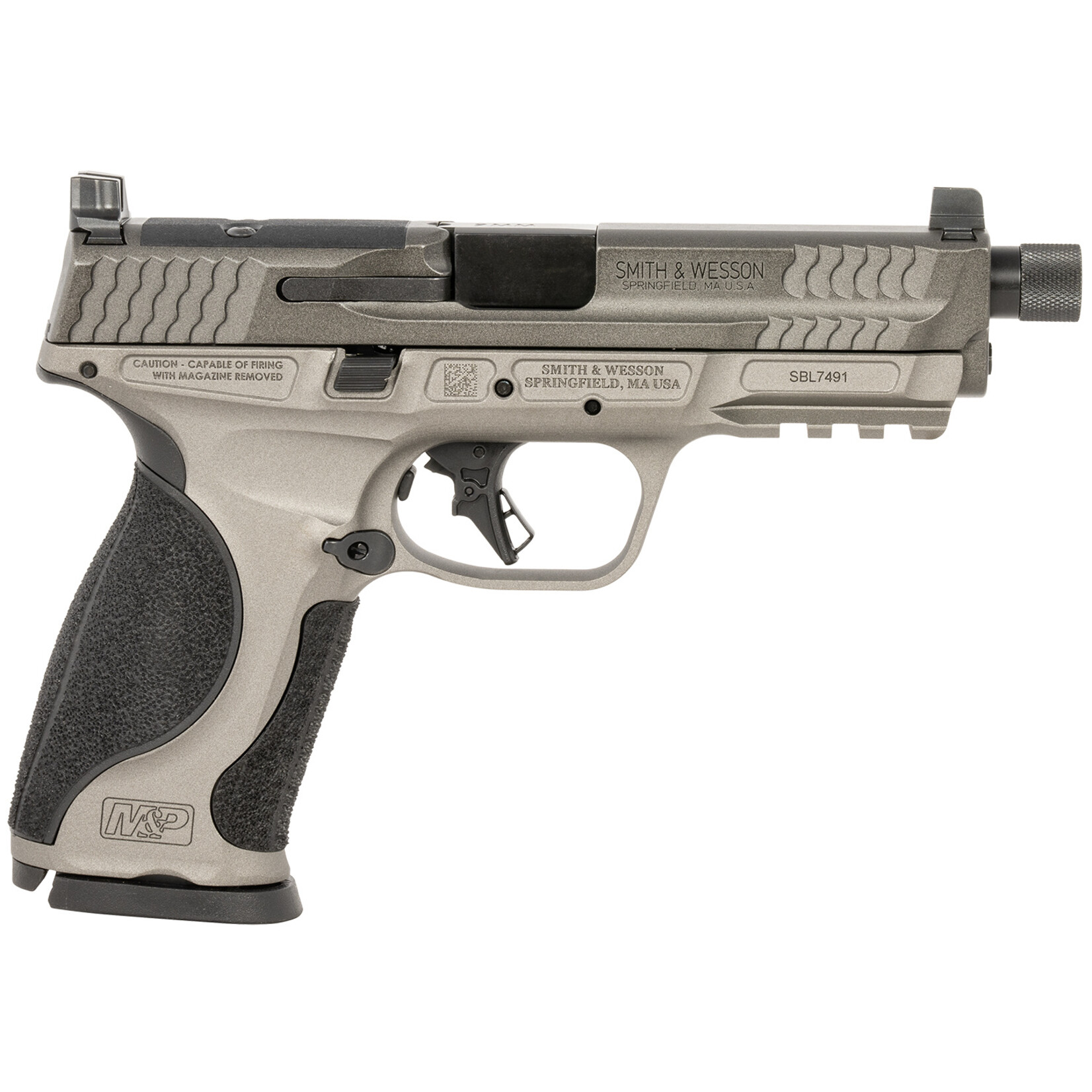 Smith & Wesson Smith & Wesson M&P M2.0 Full Size Frame 9mm Luger 17+1, 4.63" Black Threaded Barrel, Gray Optic Cut/Serrated Steel Slide, Gray Aluminum Frame w/Picatinny Rail, Black Polymer Grip