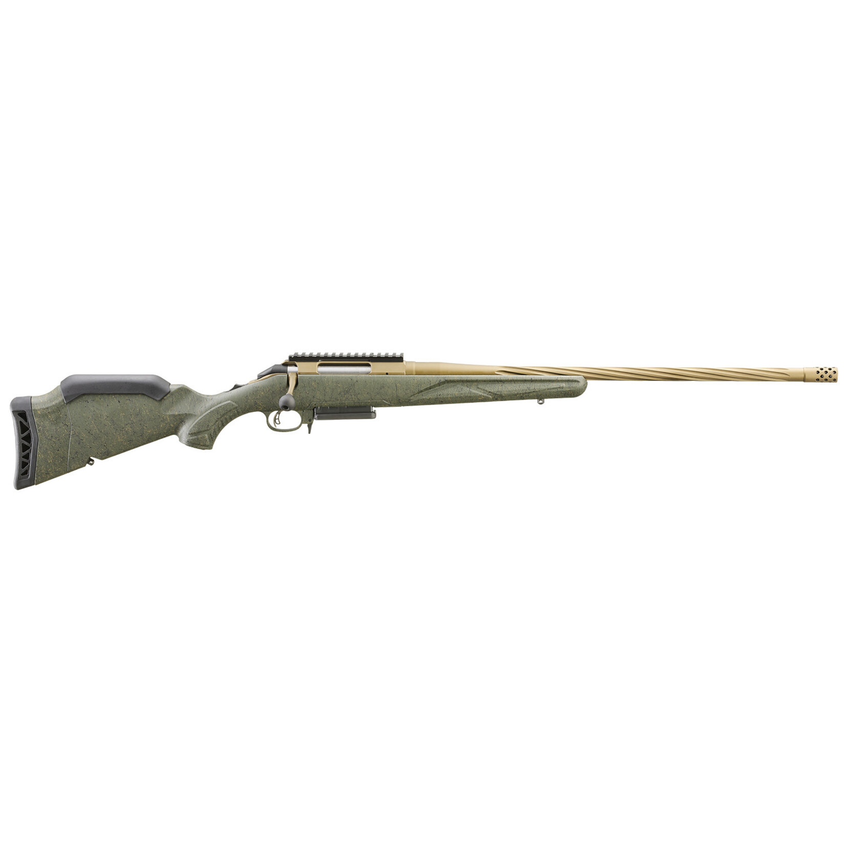 Ruger Ruger American Predator Gen II Full Size 308 Win 3+1 22" Burnt Bronze Cerakote Threaded Barrel, Burnt Bronze Cerakote Picatinny Rail Steel Receiver, Green Splatter Adjustable Synthetic Stock