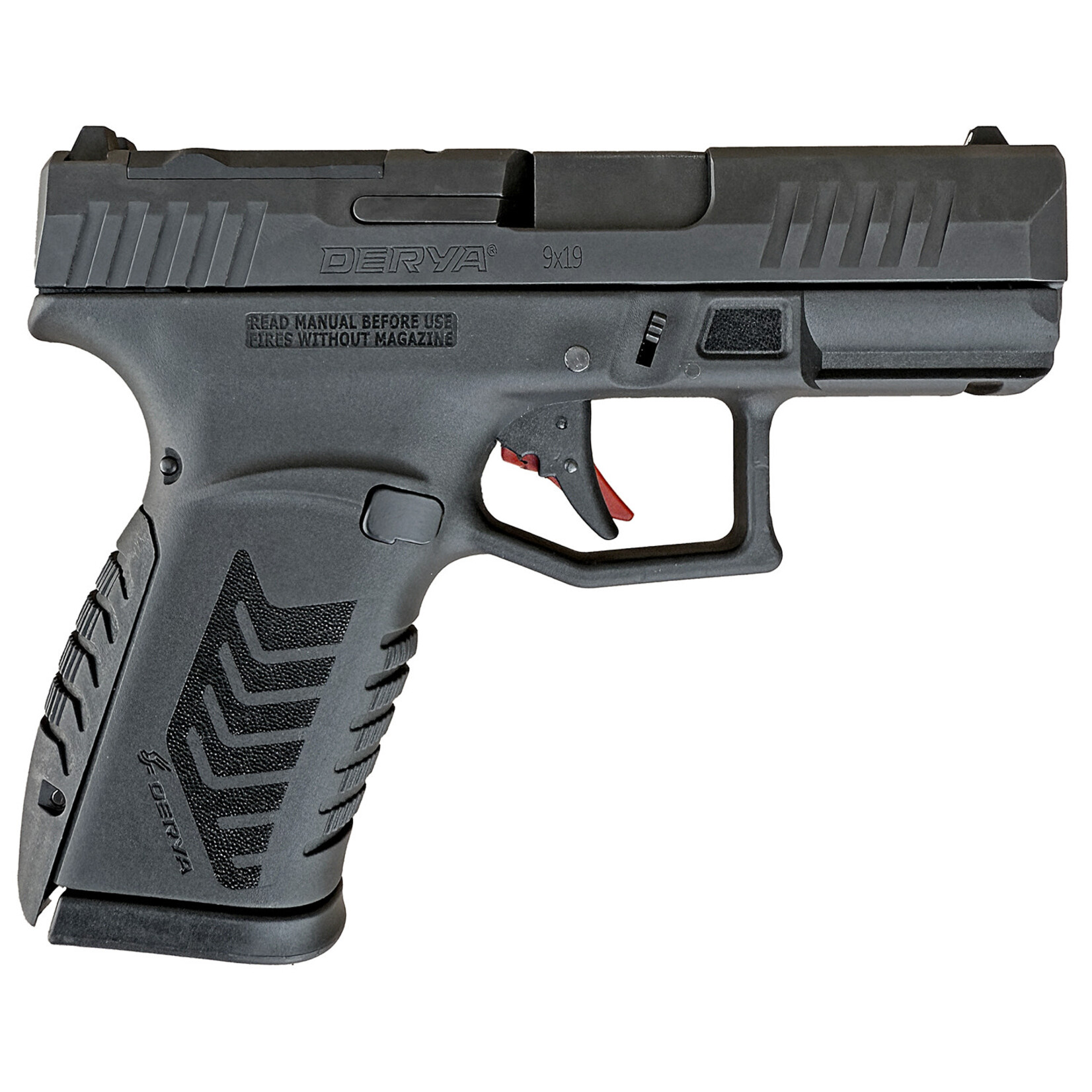 Derya Firearms DY9Z Micro Compact 9mm Luger 15+1 3.50" Black Melonite Alloy Steel Barrel & Optic Ready/Serrated Slide, Black Polymer Frame w/Accessory Rail, Interchangeable Backstrap Grip, RMSc Footprint