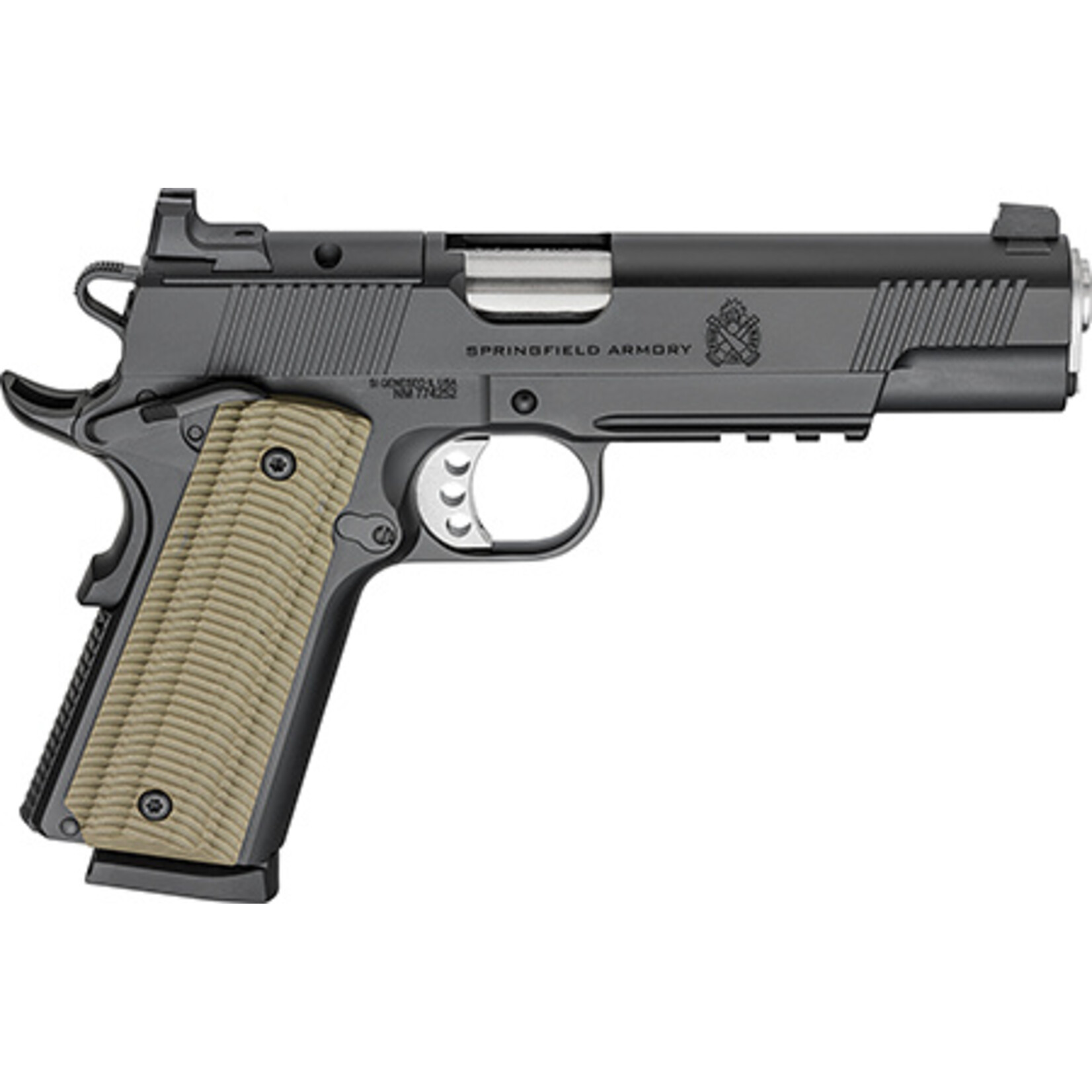 Springfield Armory Springfield Armory 1911 Operator AOS 45 ACP 8+1 5" Stainless Match Grade Barrel, Black Cerakote Optic Ready/Serrated Carbon Steel Slide, Black Cerakote Steel Frame w/Beavertail & Picatinny Rail, VZ G10 Grip
