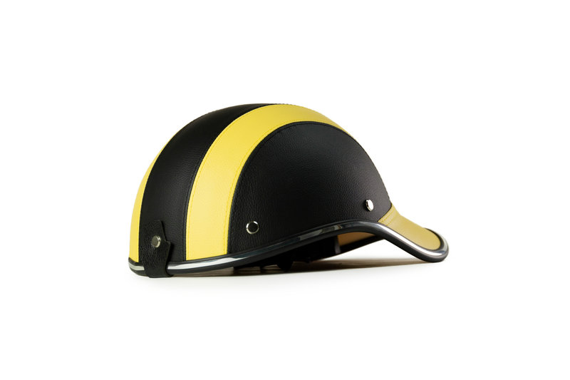 Leather helmet - yellow