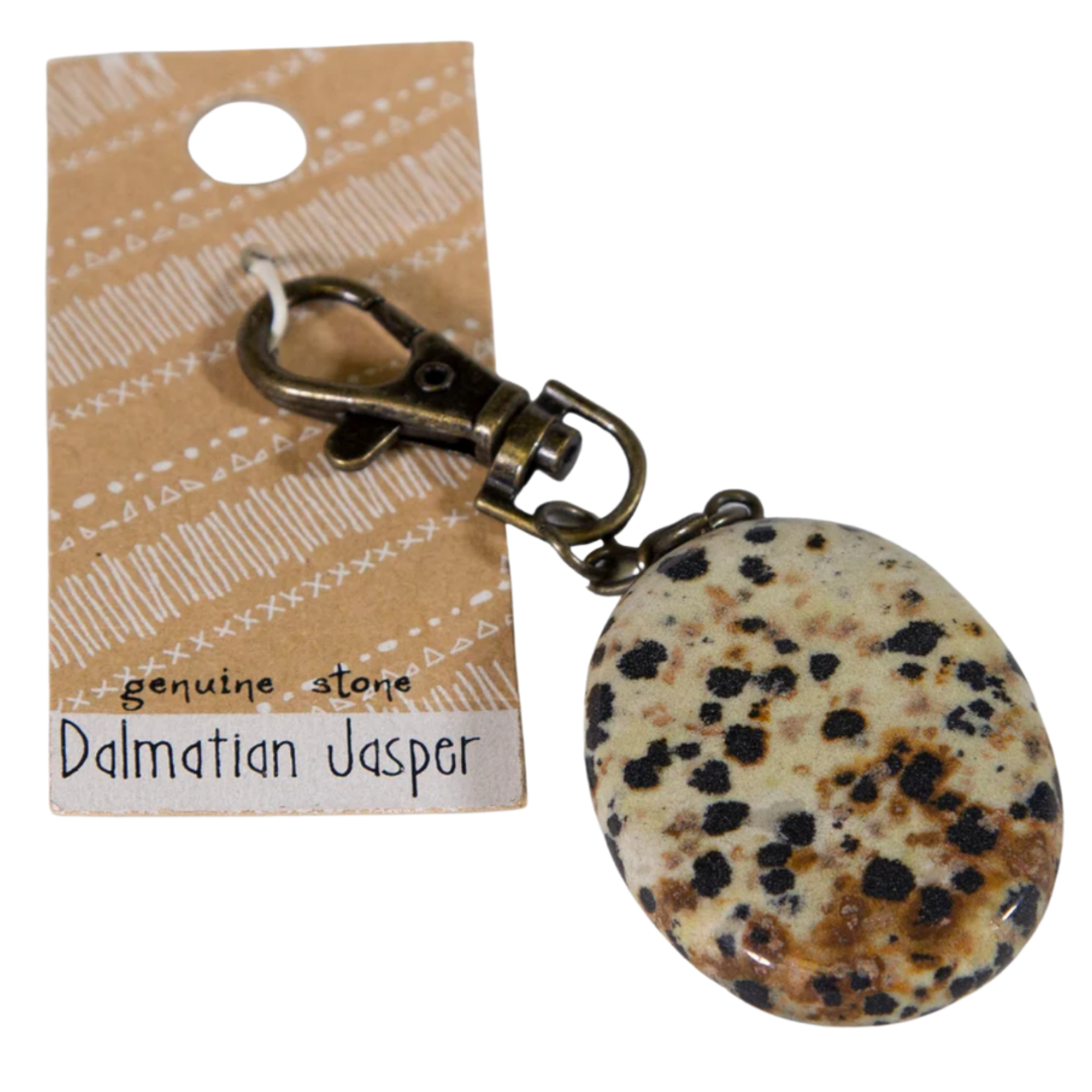 Geocentral Dalmatian Jasper Wish Stone Keychain