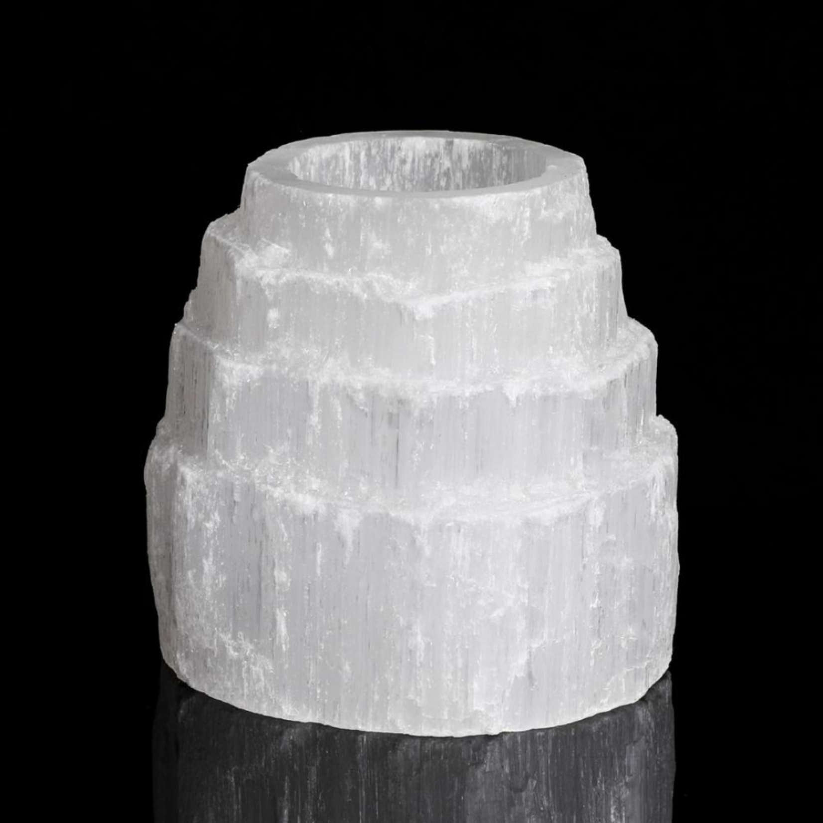 Selenite Tea Light Candle Holder - Tapered