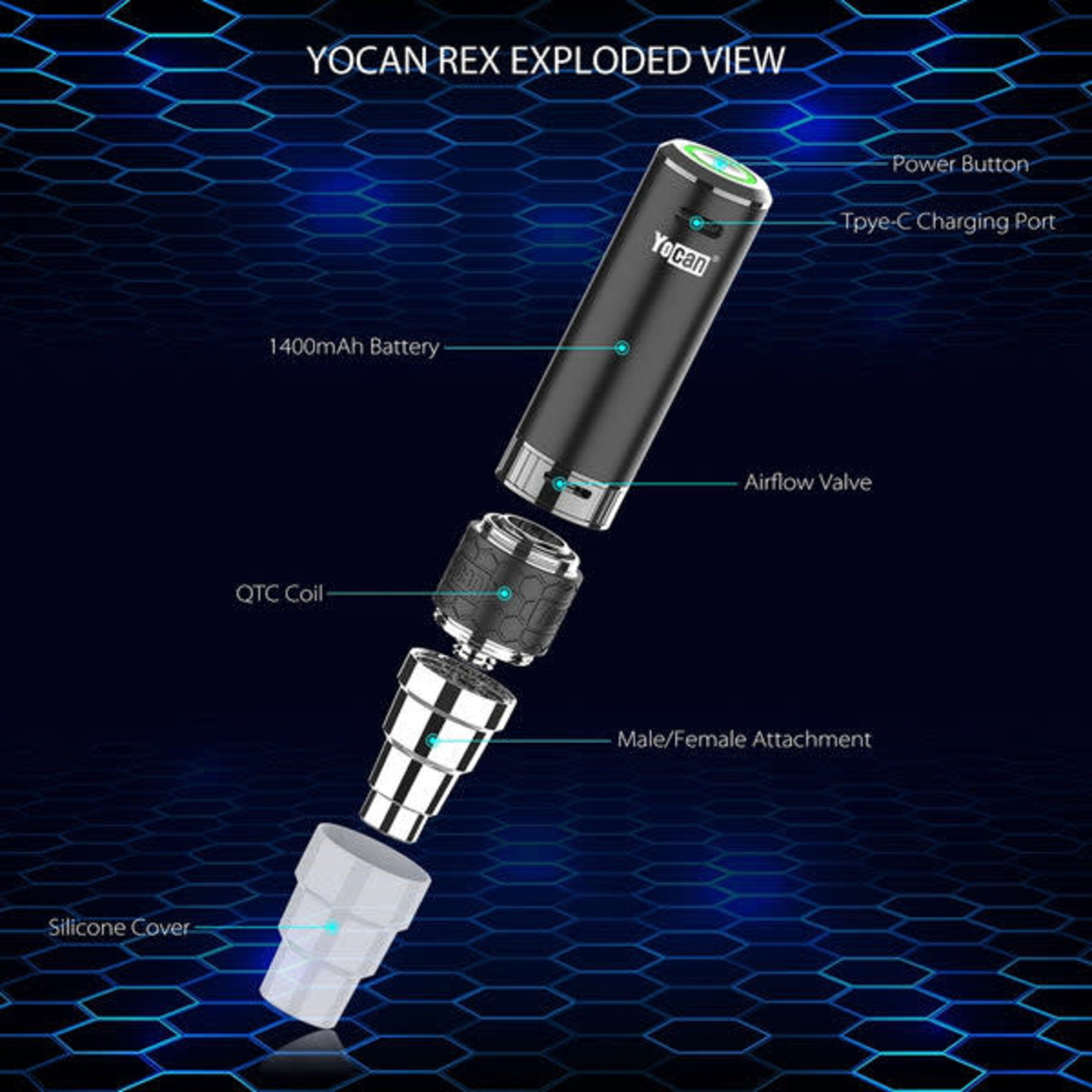 Yocan Yocan Rex Portable E-Nail Kit - Blue