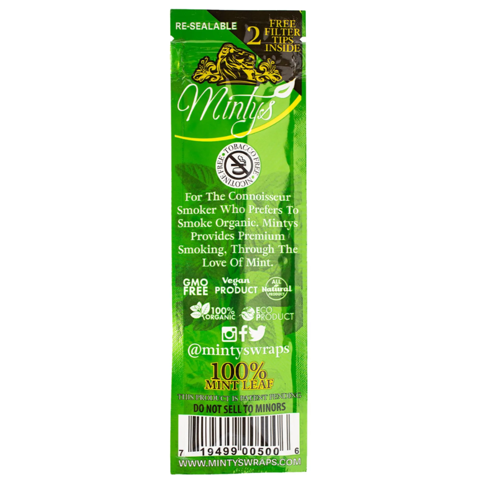 Minty's Wraps Minty's Wraps: 100% Mint Leaf Wraps + 2 Free Filter Tips