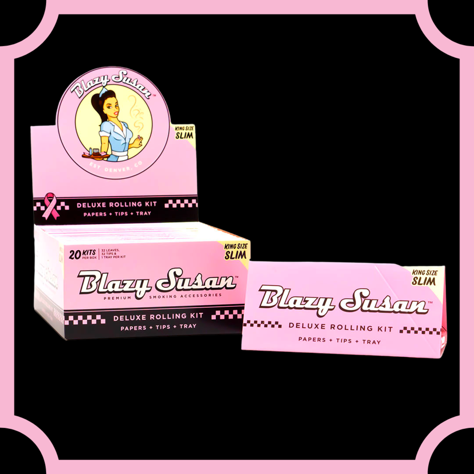 Blazy Susan Deluxe Rolling Kit: Papers + Tips + Tray - King Size Slim 