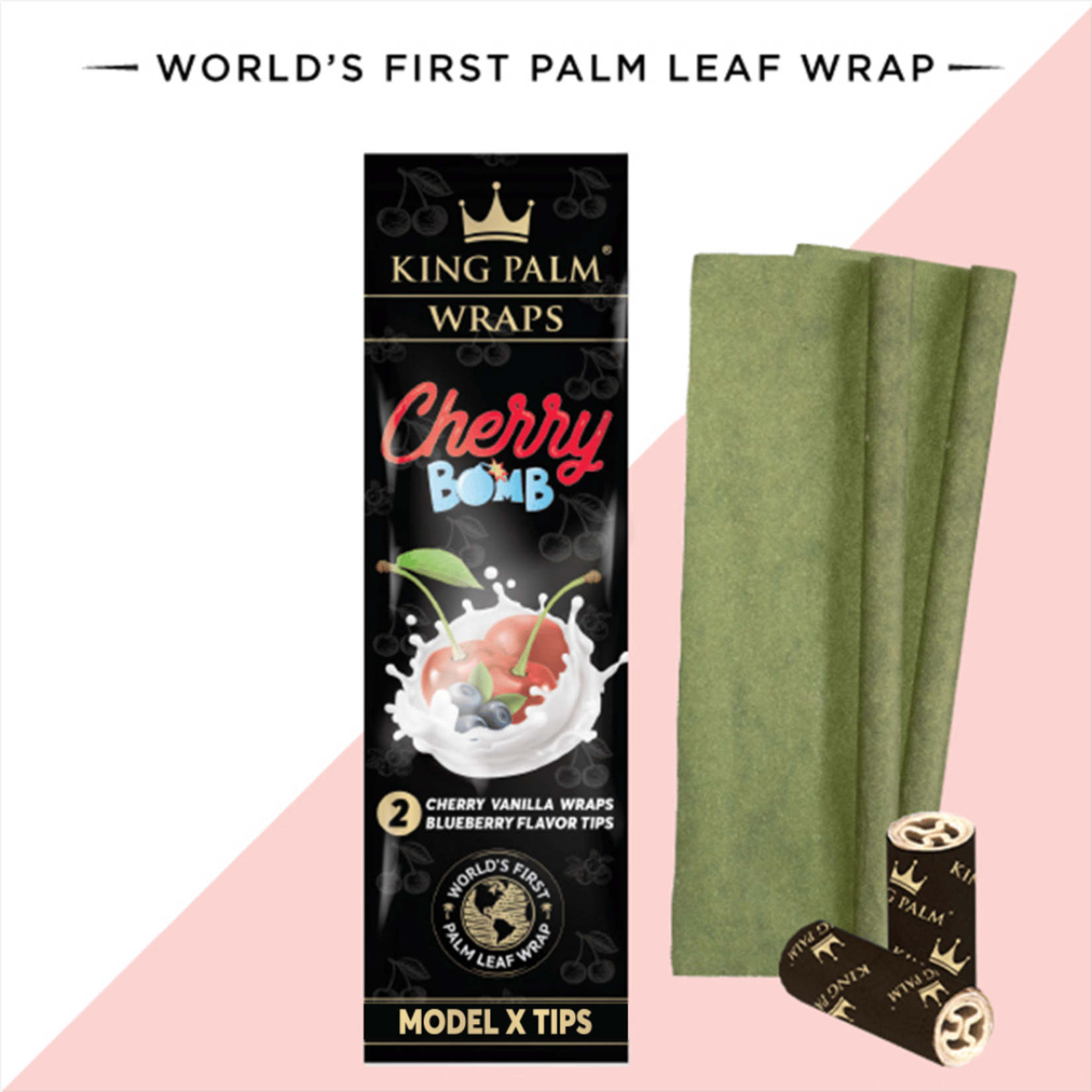 King Palm King Palm Wraps: Cherry Bomb - 2 Cherry Vanilla Wraps with Blueberry Flavor Tips