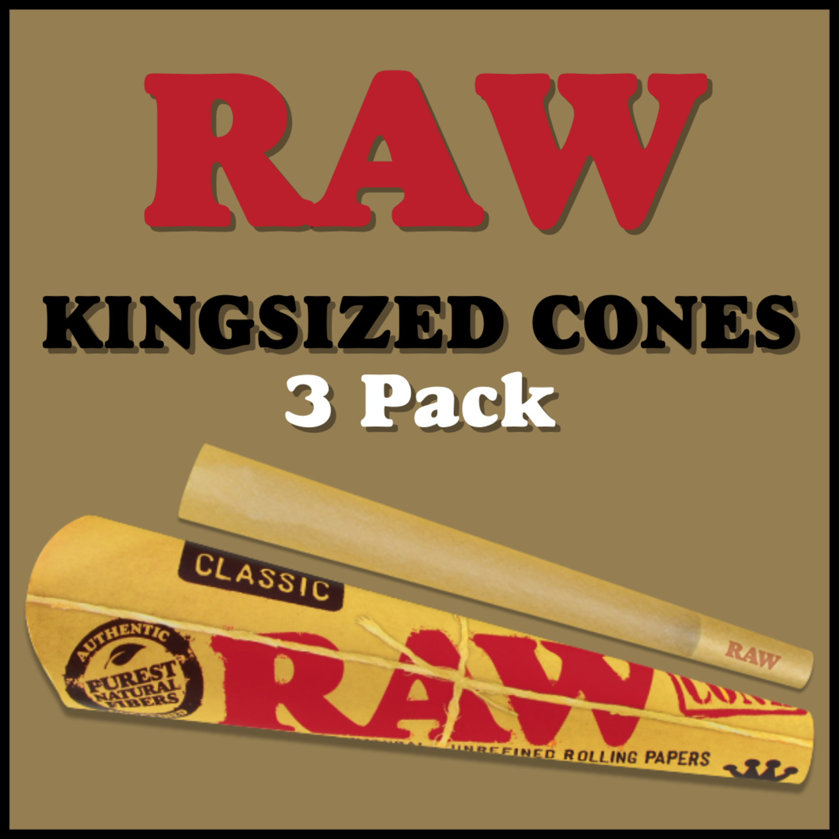 RAW Classic King Size Cones 3ct