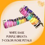 White Sage w/ Purple Sinuata Flowers & 7 Color Rose Petals