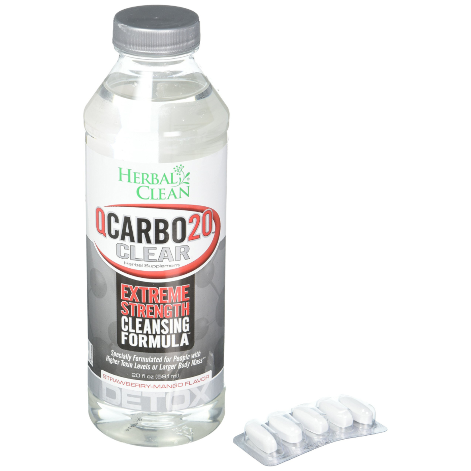 Herbal Clean QCarbo20 Clear Maximum Cleanse Detox Drink - 20oz