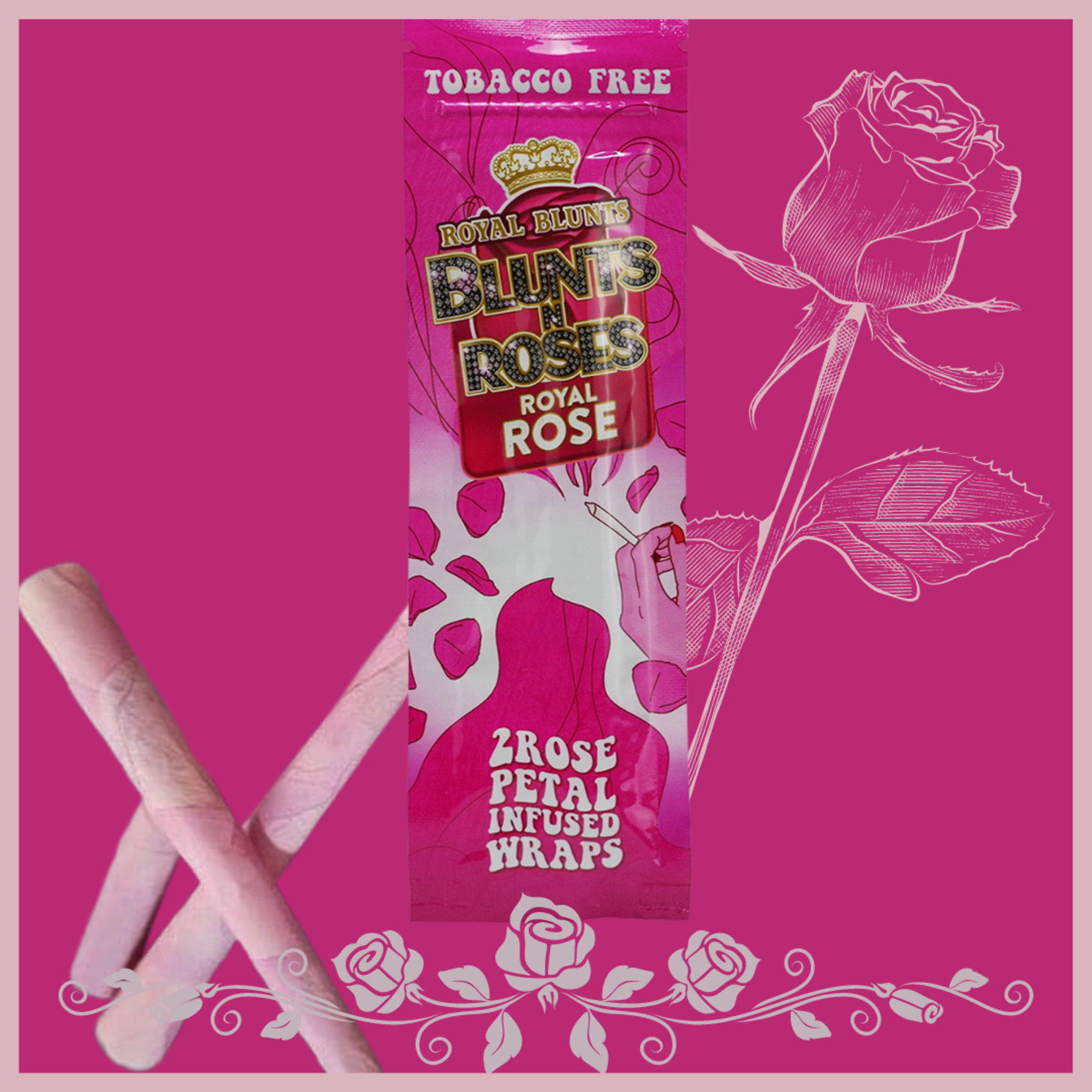 Royal Blunts Blunts & Roses (Rose Petal Infused) Wraps - 2ct
