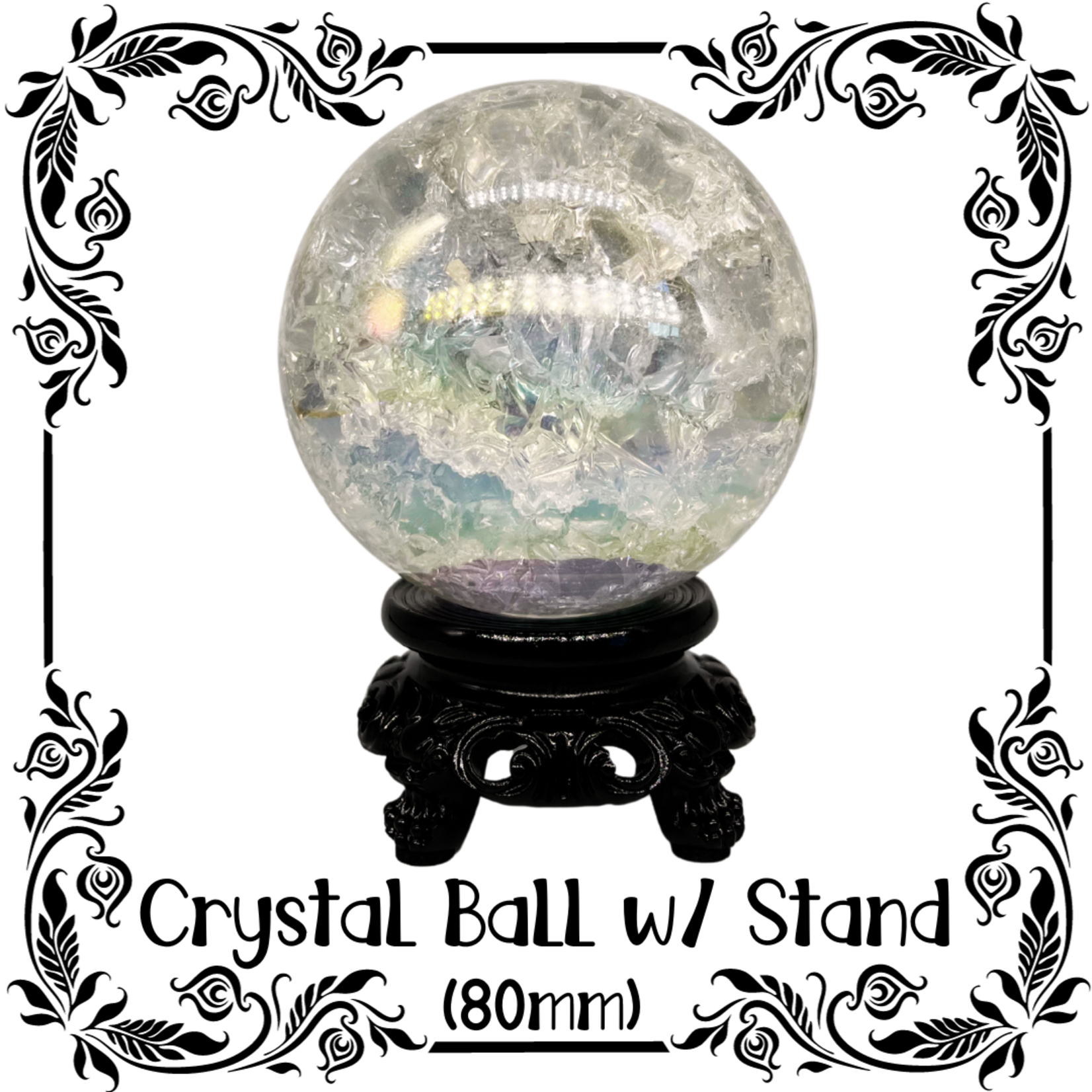 Insects In Resin Crystal Ball in Pearl Crackle (Stand Included)