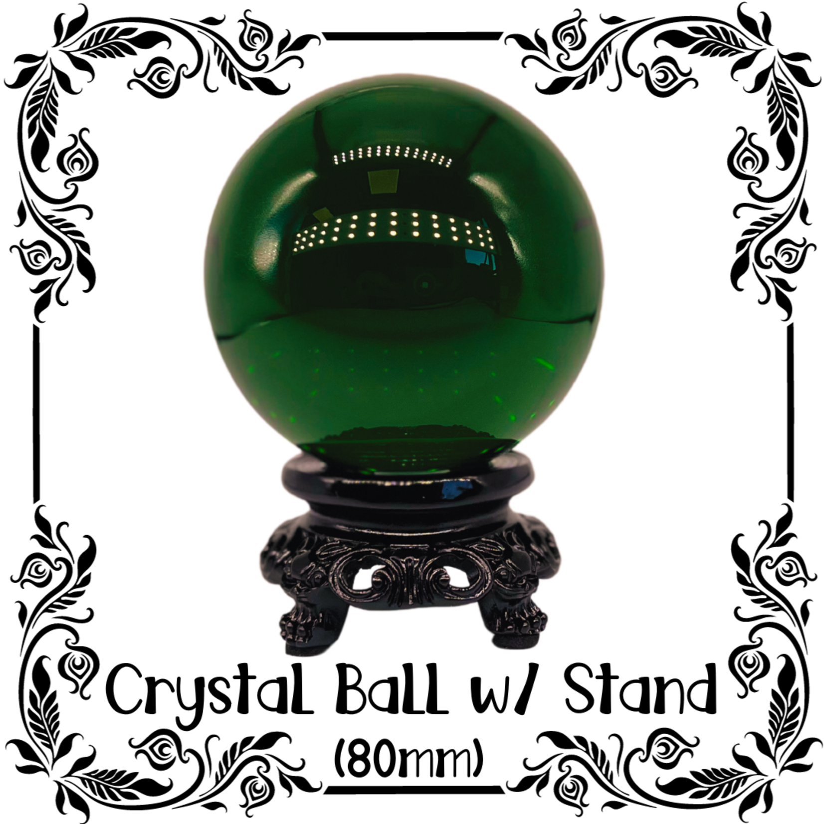 Insects In Resin Crystal Ball in Forest Green (Stand Included)