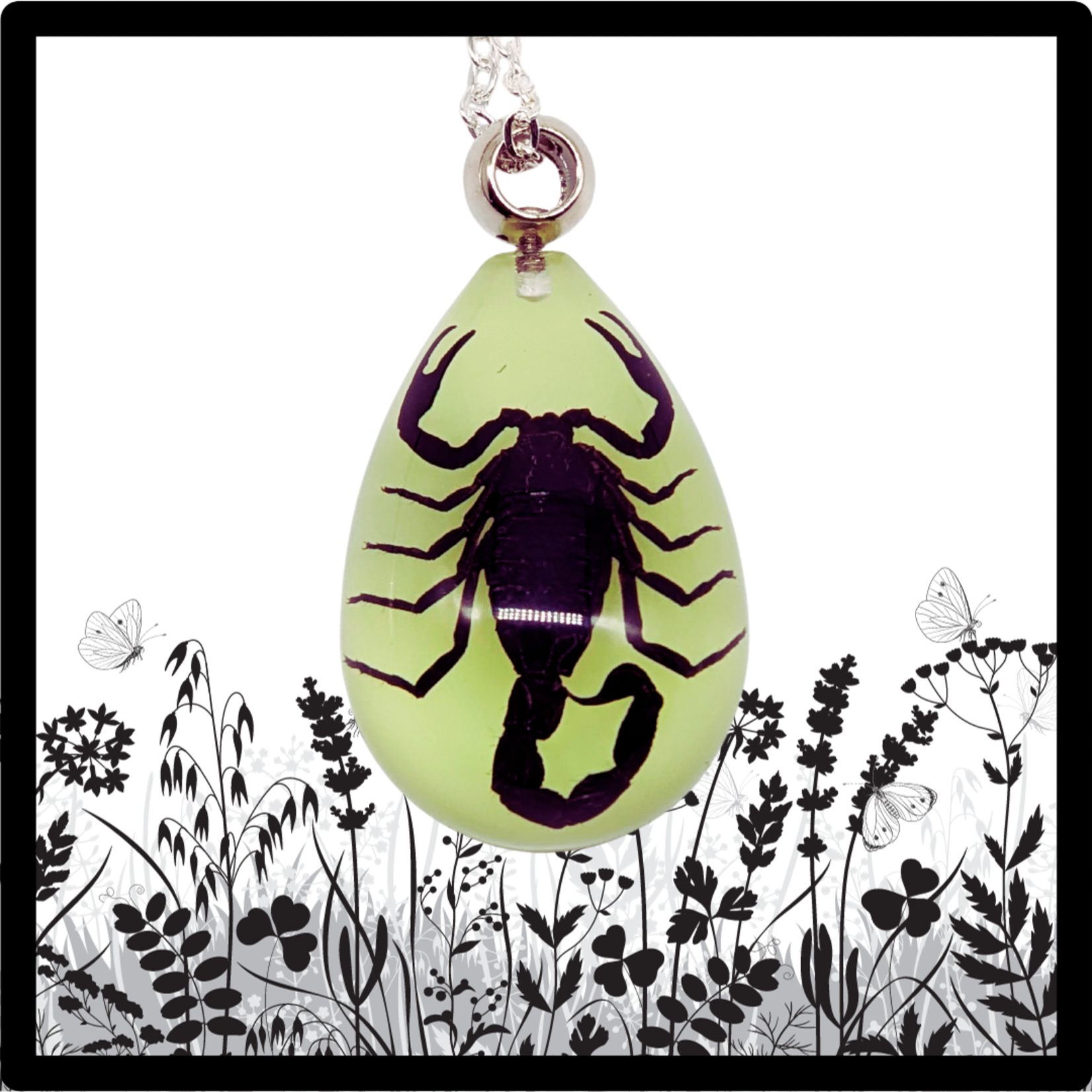 Insects In Resin Glow in the Dark Scorpion Necklace